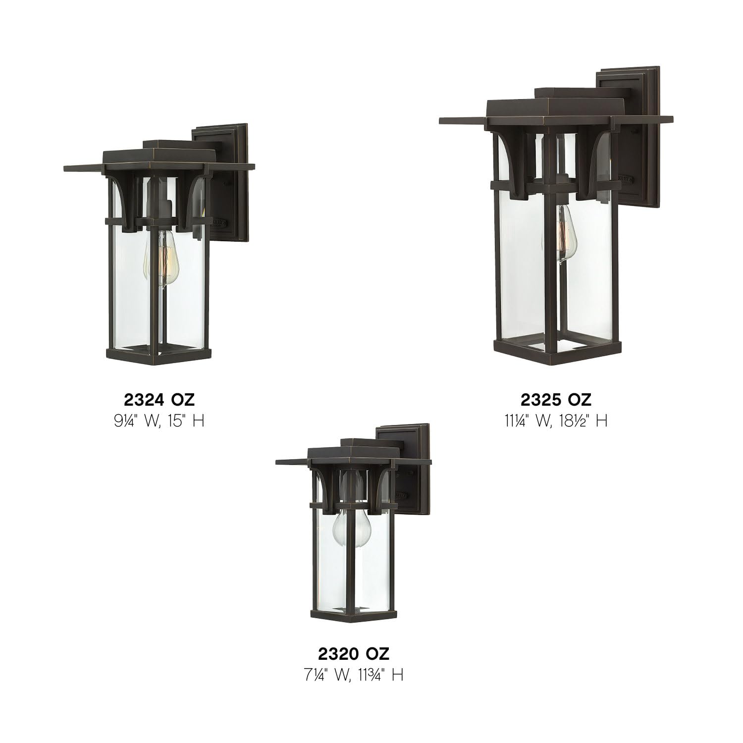 Hinkley Manhattan Collection One Light Medium Outdoor Wall Mount - Oil Rubbed Bronze with Clear Glass - Perfect for Porch, Patio, and Entryway Lighting