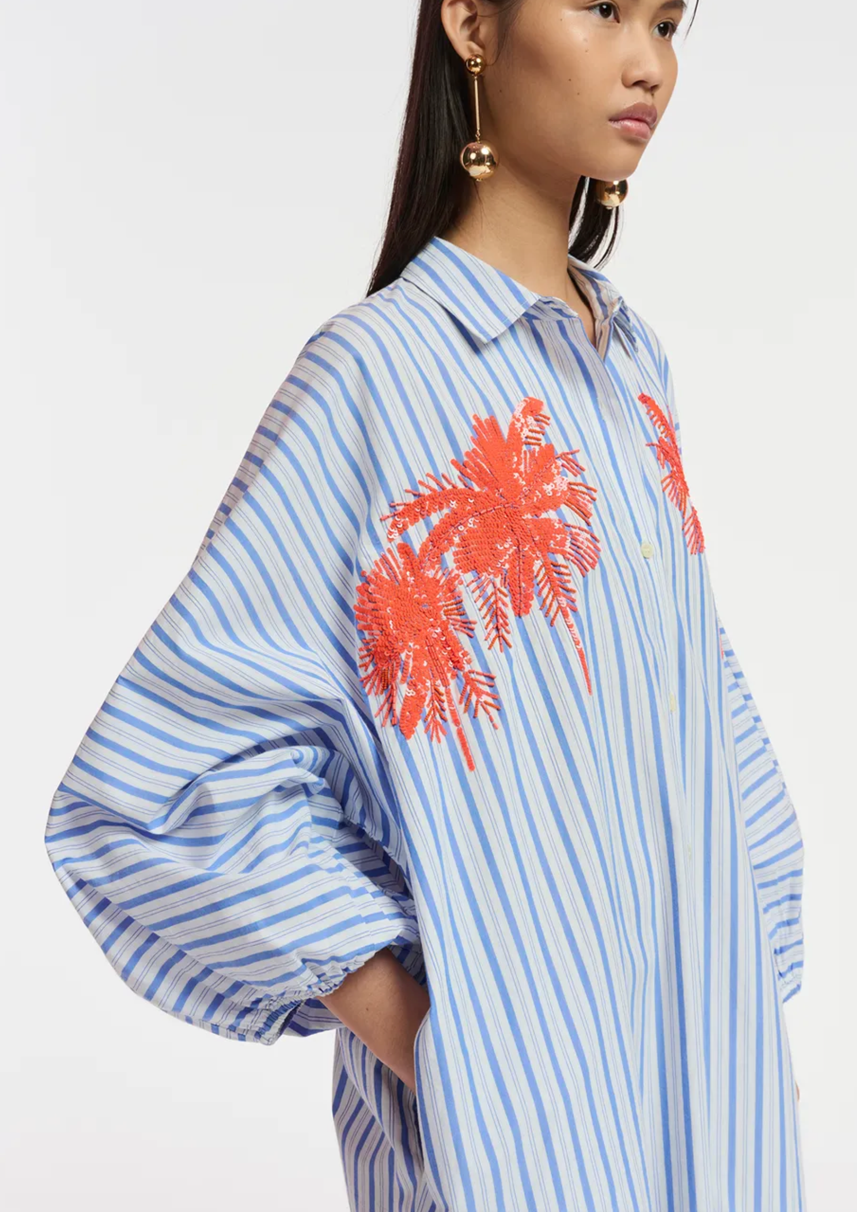 Essentiel Antwerp Frilled Stripe Dress - Women's Fashion Summer Dress for Beach, Party & Casual Wear