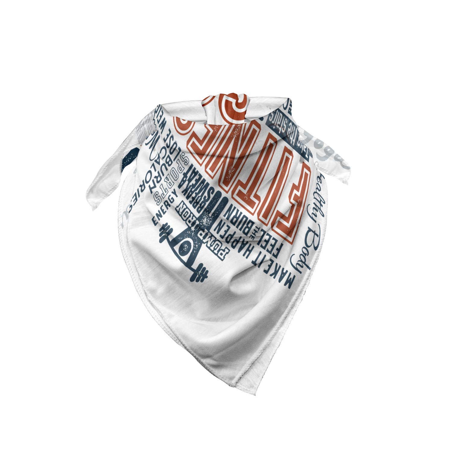 Ambesonne Unisex Fitness Bandana - Retro Words Design, Dark Blue Orange & White - Perfect for Workouts, Running, Cycling & Outdoor Activities