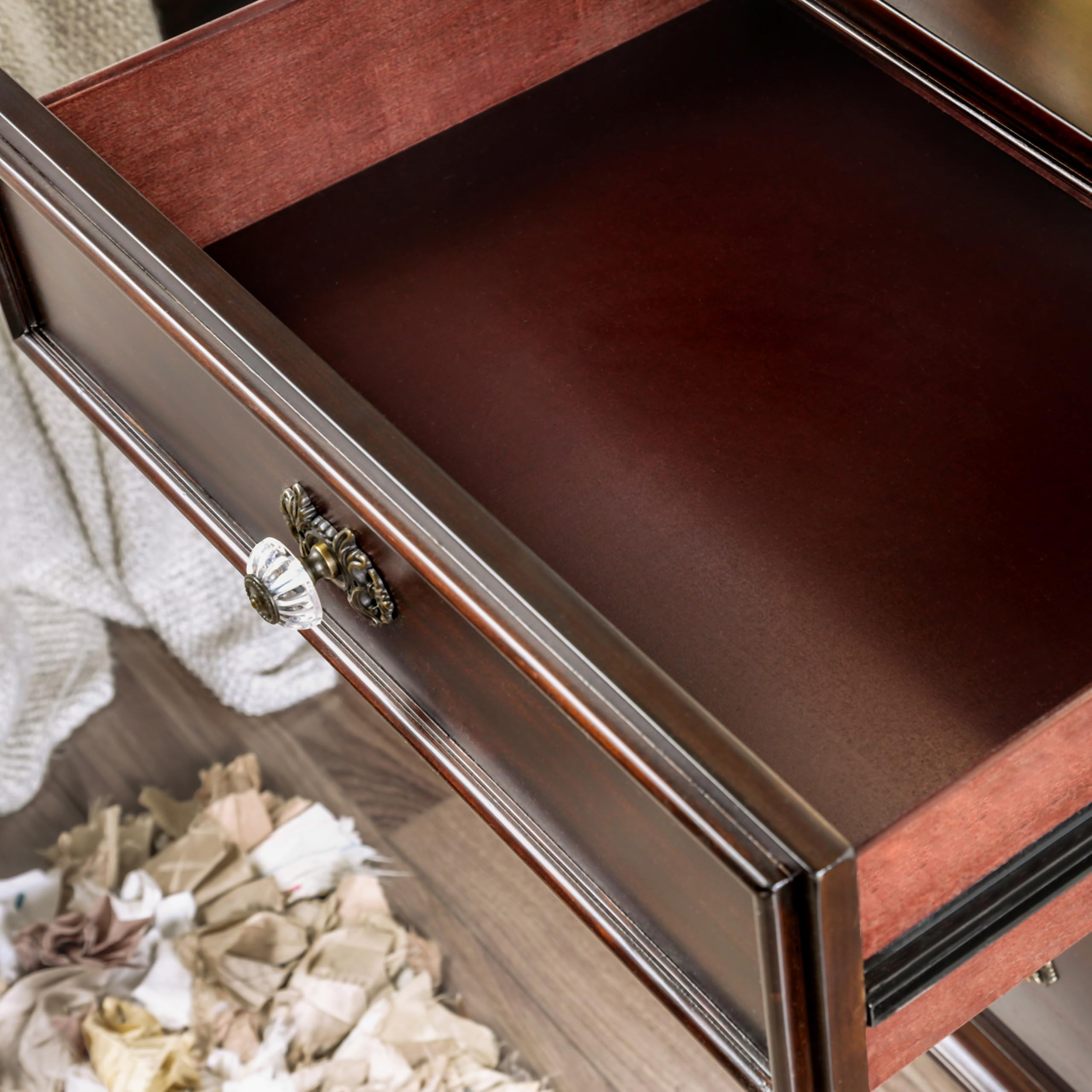 HOMES: Inside + Out ioHOMES Chaidari 3-Drawer Nightstand, Dark Walnut - Stylish Bedroom Furniture for Small Spaces, Modern Nightstand with Storage for Bedside Organization