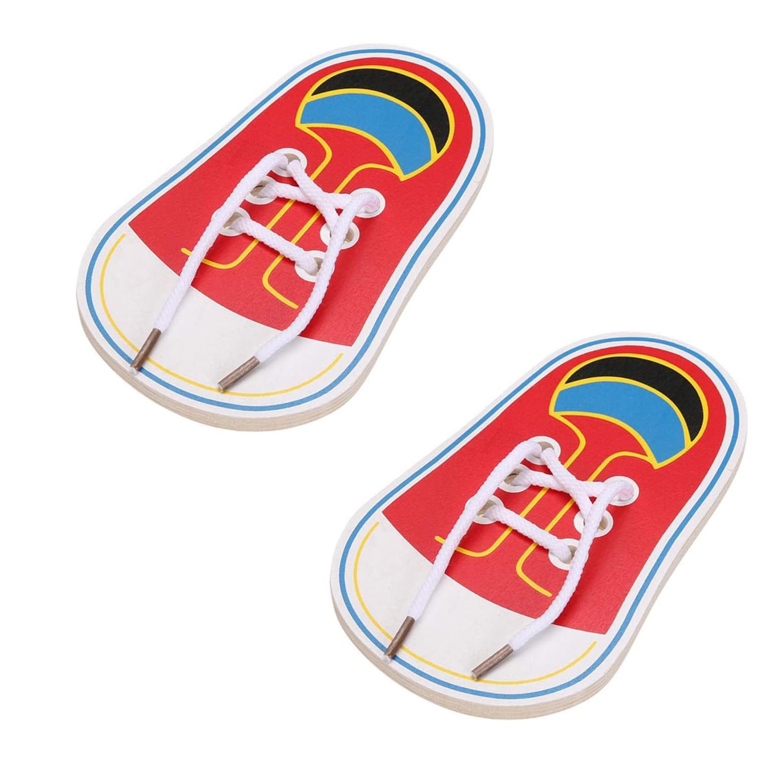 **Calsgkspray 2Pcs Kids Wooden Shoe Lacing Toy – Learn to Tie Shoes, Early Learning & Fine Motor Skills Development – Perfect for Toddlers, Preschoolers & Montessori Education (Red)**    *(Ideal for Home, Classroom, or Travel – Fun & Educational Shoe-Tying Practice for Children!)*
