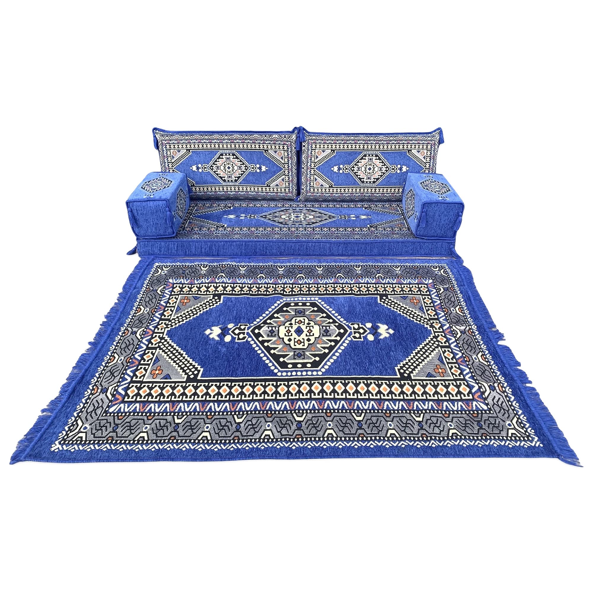 Modular Sectional Sofa Set - Moroccan Style Arabic Majlis Loveseat with Bench Cushions & Pallet Cushions | Arabic Living Room Furniture for Home Decor | Perfect for Lounge, Family Gatherings & Cultural Events