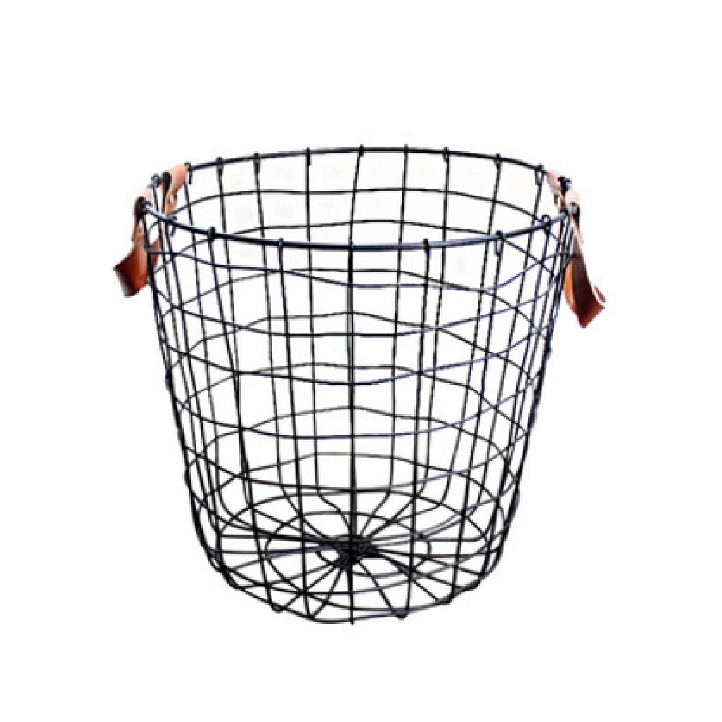 WSZJJ 2-Pack Black Small Storage Baskets - Metal Wire Organizer Bin with Handles for Clothes, Toys & Household Items | Perfect for Bedroom, Bathroom & Closet Organization