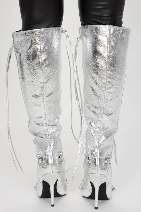 Bella Boots Women's Silver Ankle Boots - Stylish & Comfortable for Casual Wear, Office & Night Out