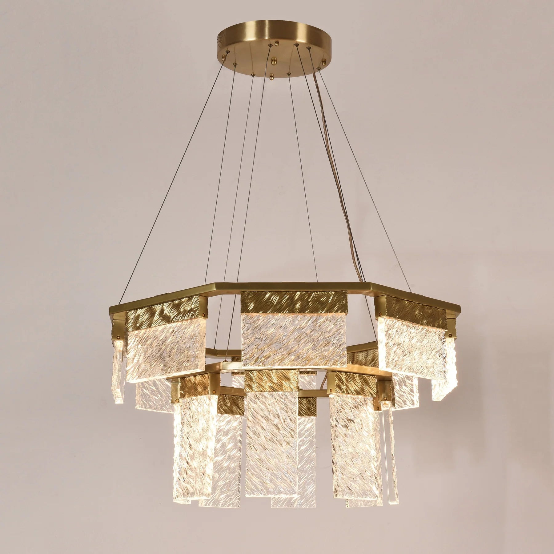 Aimee 2 Tier Round Crystal Chandelier - Modern Ceiling Light Fixture for Dining Room, Bedroom, Living Room, and Foyer Lighting Decor