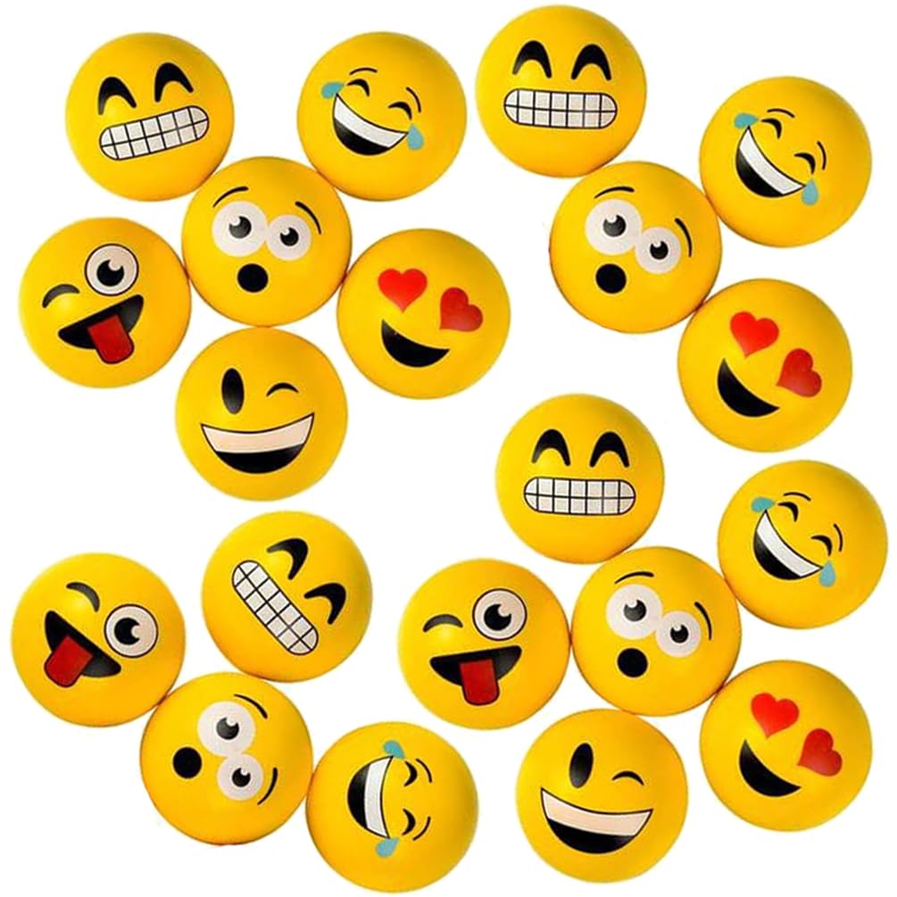 Liberty Imports 20-Pack 25mm Emoji High Bounce Balls - 1 Inch Super Bouncy Yellow Smiley Face Balls for Kids Party Favors, Birthday Gifts & Classroom Rewards