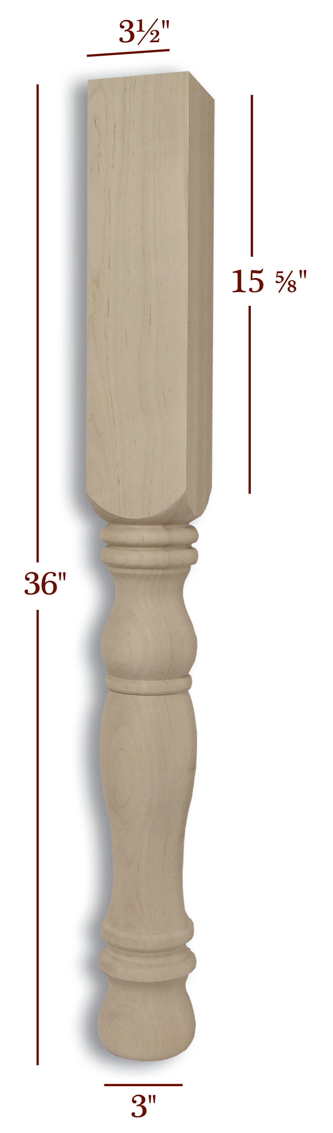 Roanoke Traditional Kitchen Island Legs - Sturdy Wooden Table Legs for DIY Kitchen Island, Bar, or Workbench - Perfect for Home Renovation and Furniture Building Projects