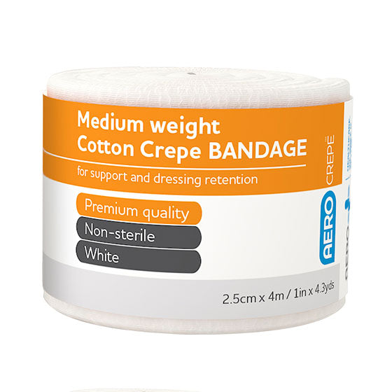 Medium Cotton Crepe Bandages 2.5cm x 4m - 12 Pack for First Aid, Sports Injuries & Wound Care