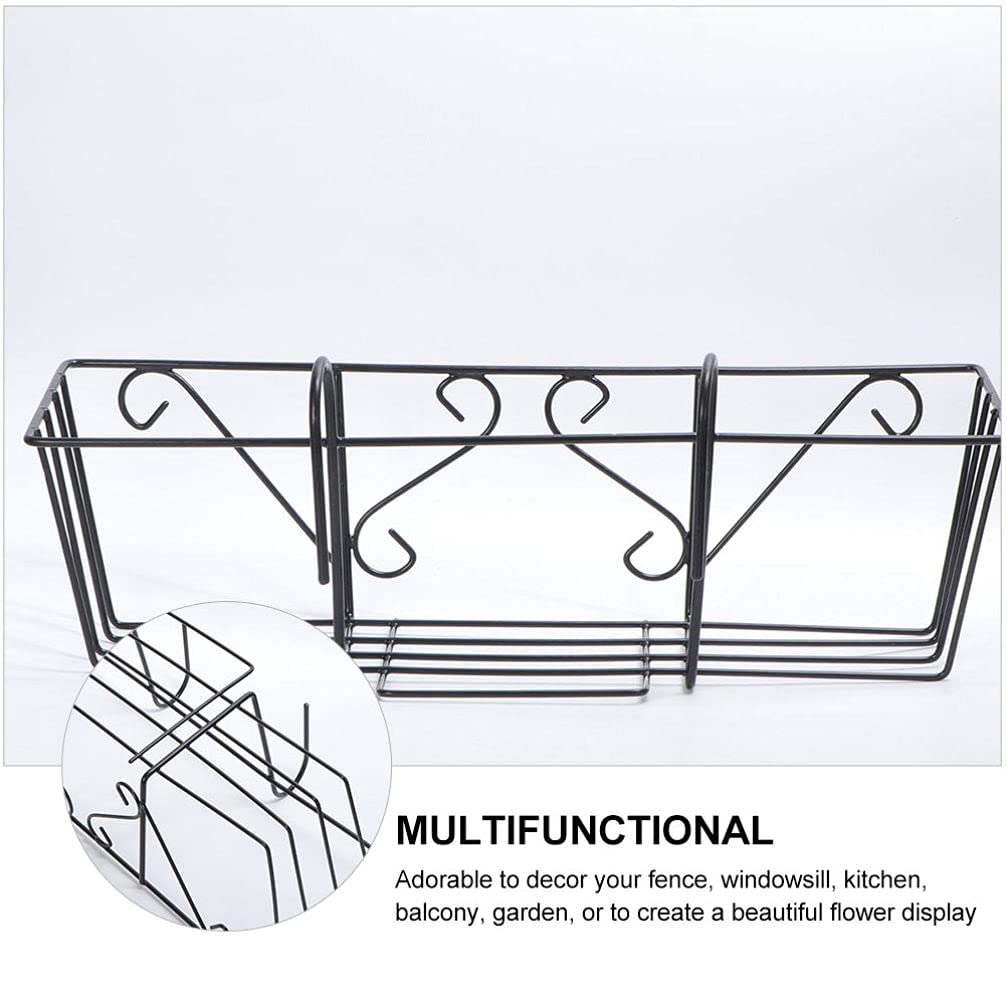 2 Pack Iron Flower Stand Hanging Planter - Balcony Railing Pot Holder for Outdoor Plants, Metal Wall Mounted Planter for Fence, Garden, Office Decor - Perfect for Flowers, Herbs, Succulents