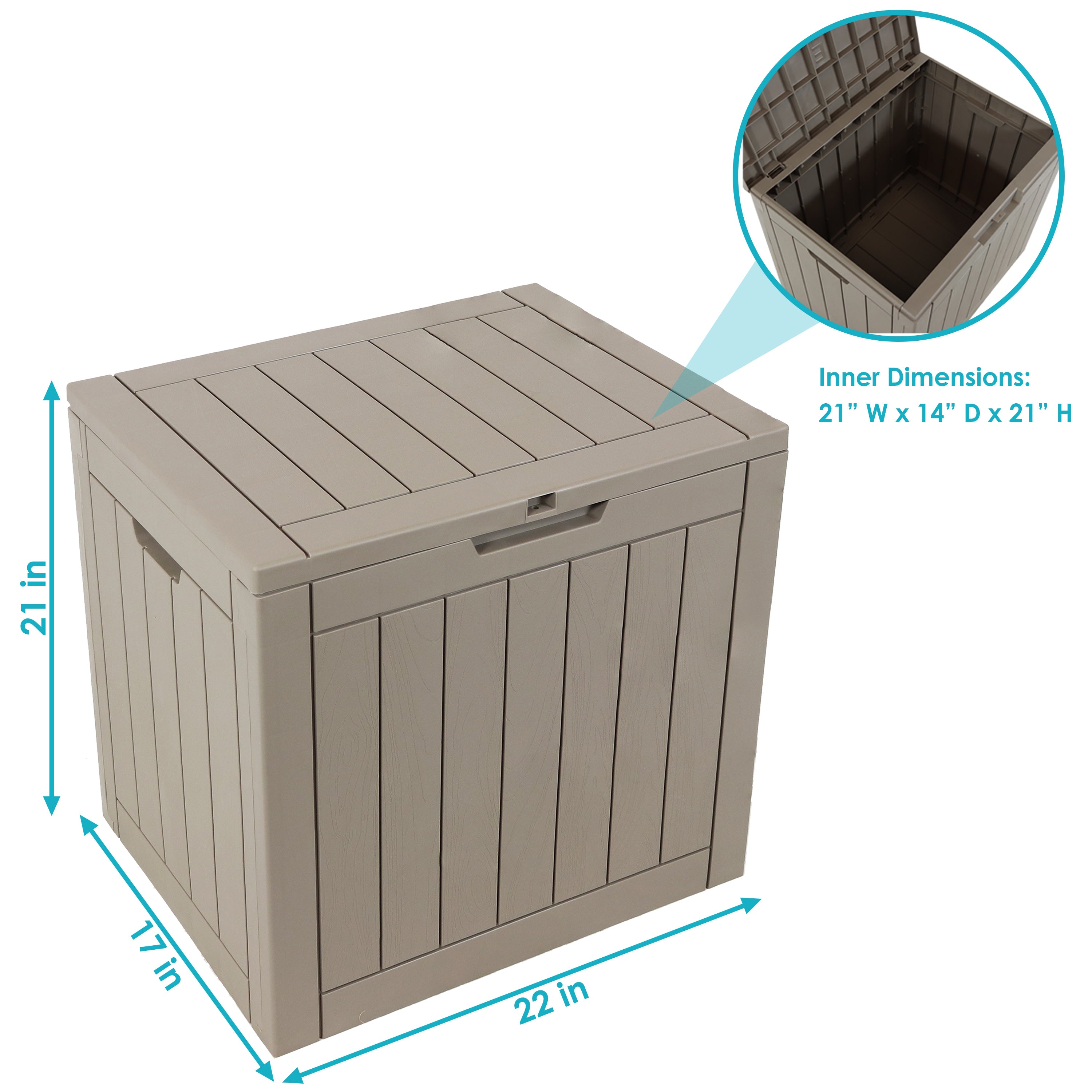 Sunnydaze 32 Gallon Small Deck Storage Box with Lockable Lid - Outdoor Patio Furniture Organizer for Cushions, Pillows, and Garden Tools