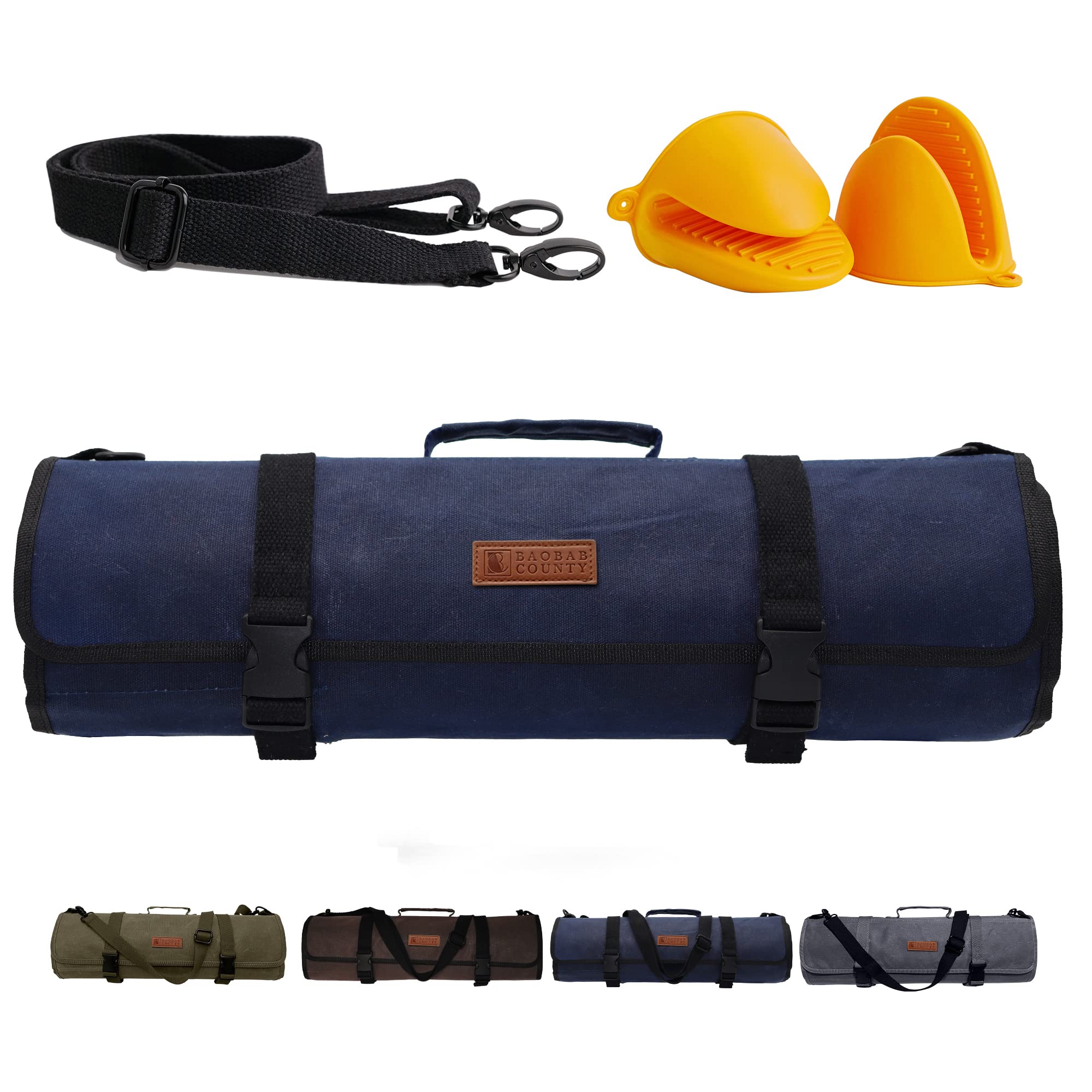 Professional Knife Roll Bag for Chefs - Durable & Stylish Navy Blue Knife Storage Case - Perfect for Culinary School, Kitchen, Travel & BBQ