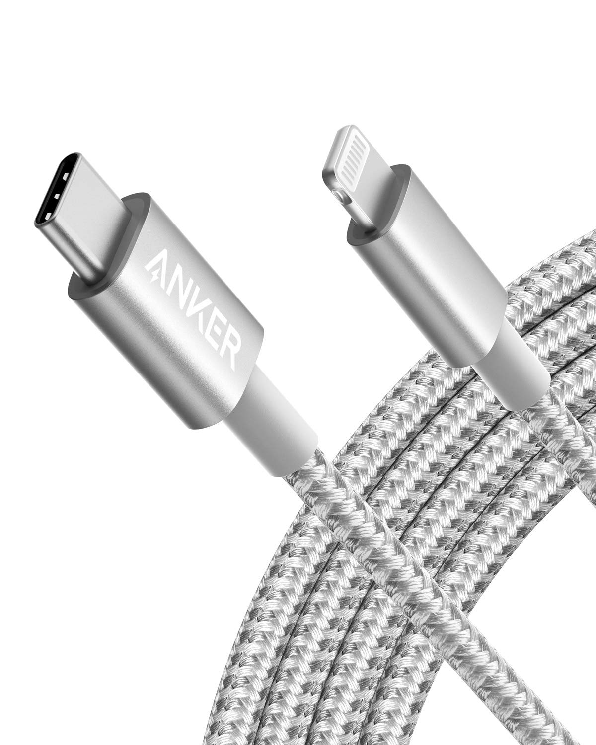 Anker MFi Certified Nylon USB C to Lightning Cable 6FT - Fast Charging & Durable for iPhone 14/13/12/11/X/8 & More (Silver) - Perfect for Home, Office & Travel Charging