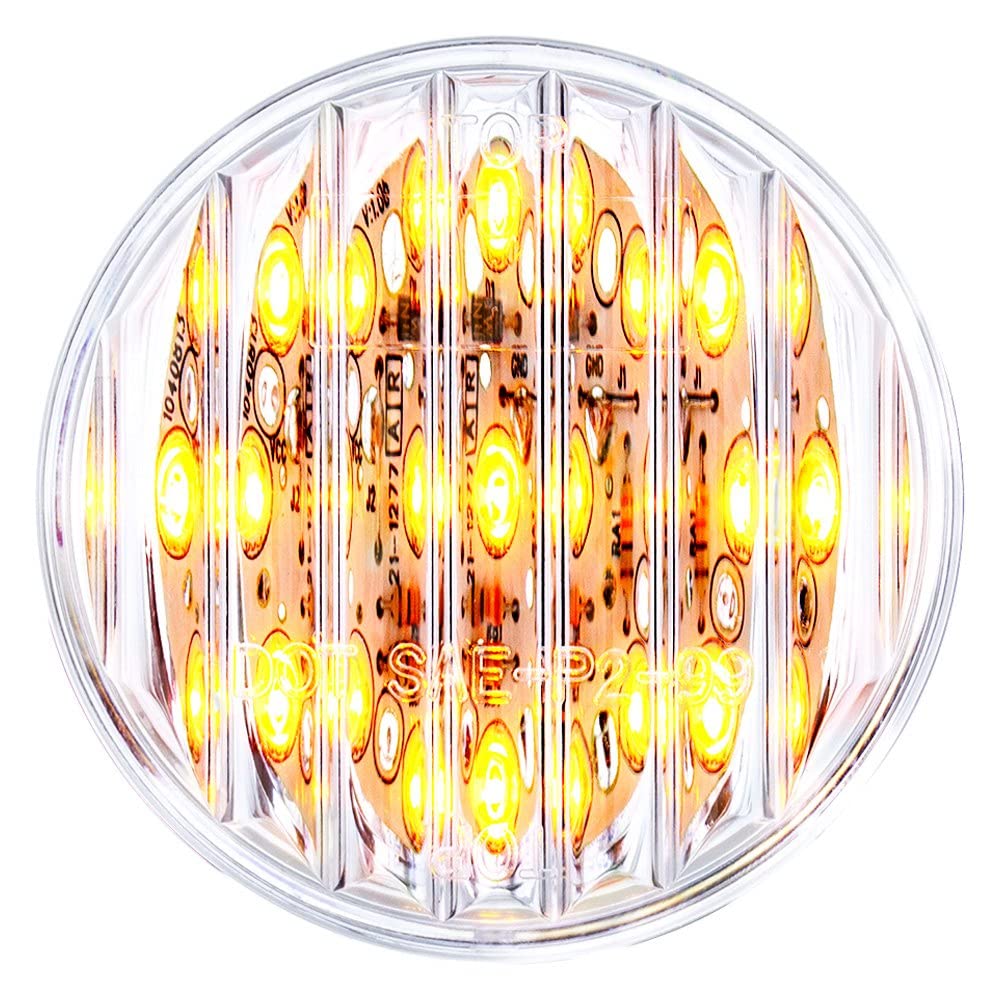 United Pacific 38362CB 2-Inch Round Amber LED Clearance/Marker Light with Clear Lens - 9 Bright LEDs for Trucks, Trailers & RVs - Durable Side Marker & Safety Light