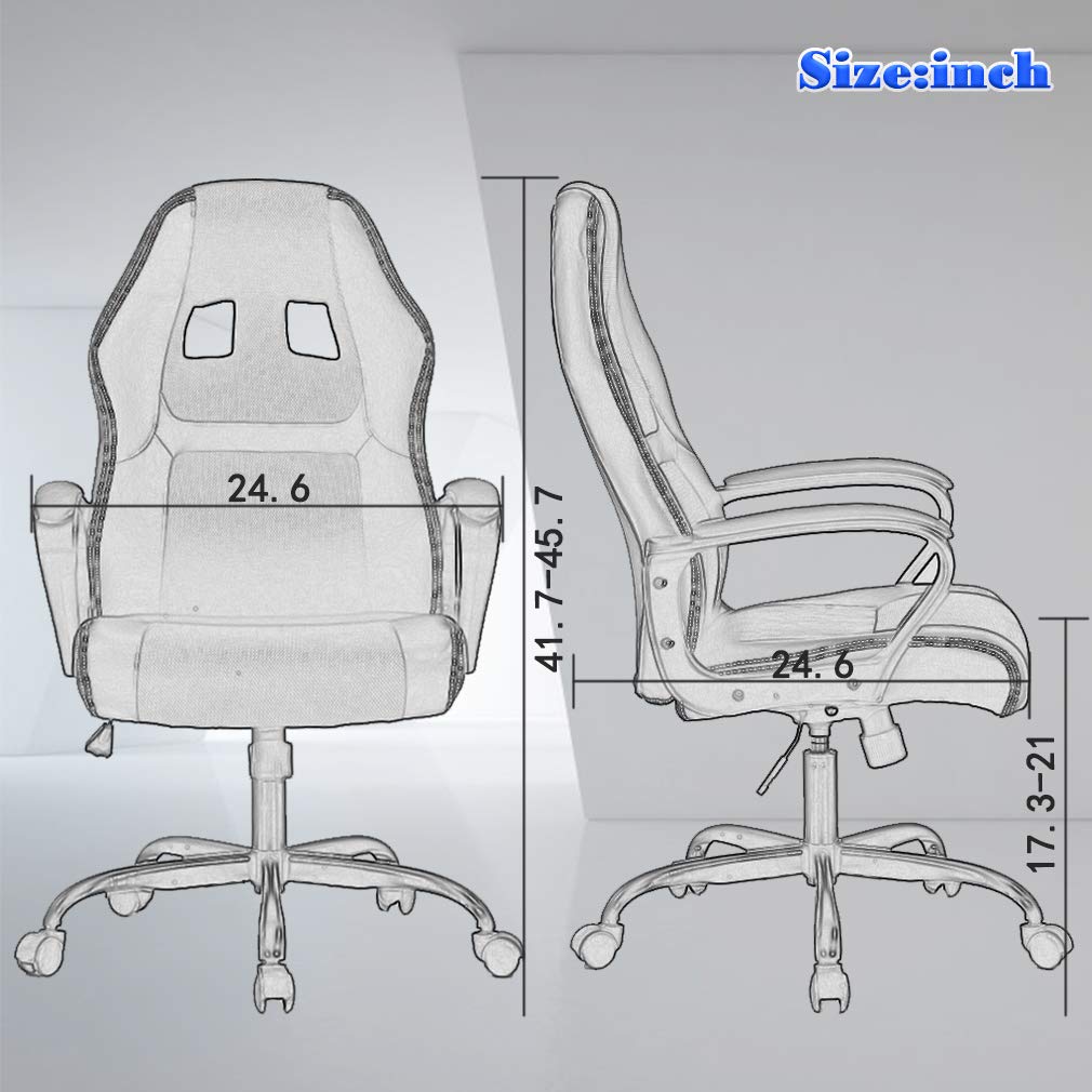 Ergonomic PU Leather Office Chair - Adjustable PC Gaming & Executive Desk Chair with Lumbar Support for Women & Men (Red) - Perfect for Home Office, Gaming Setup & Workspace Comfort
