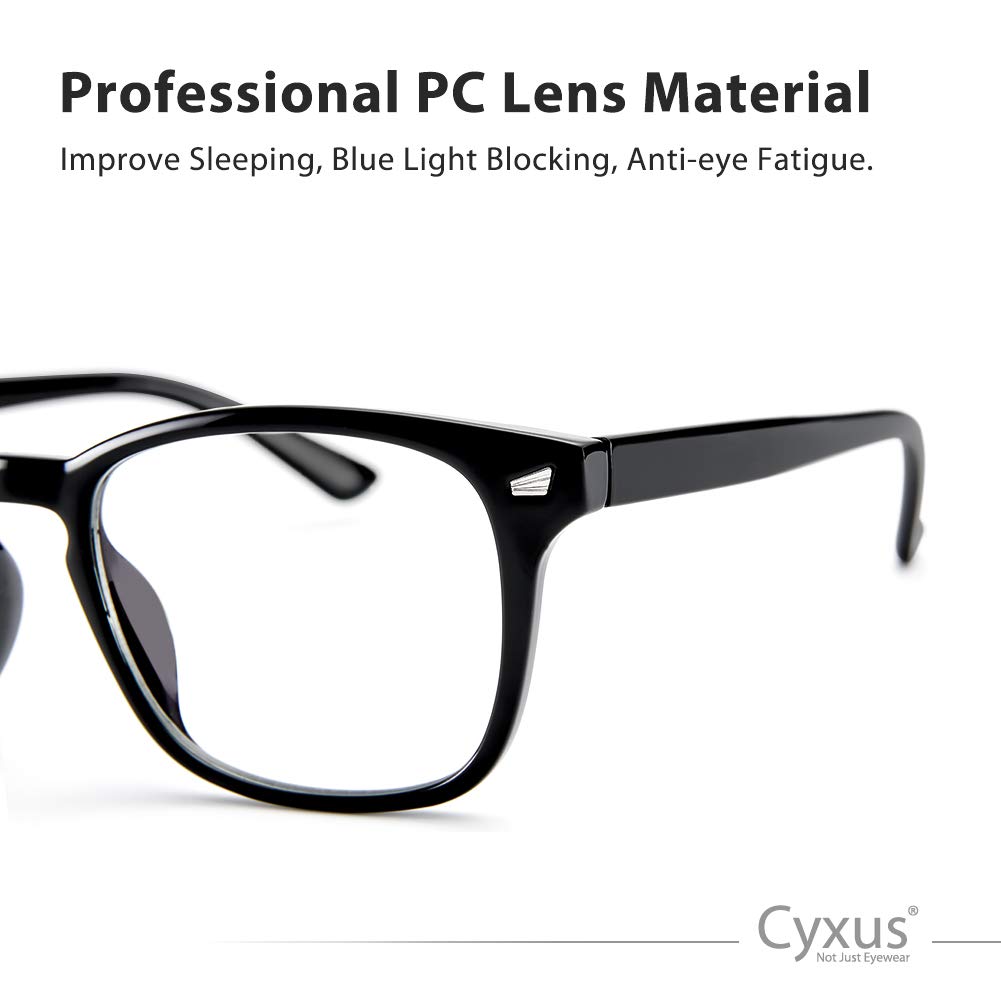 Cyxus Blue Light Blocking Reading Glasses for Women & Men - Bifocal Square Clear Lens Magnification Readers (1.0-3.5) - Reduce Eye Strain for Computer Work, Reading & Screen Time