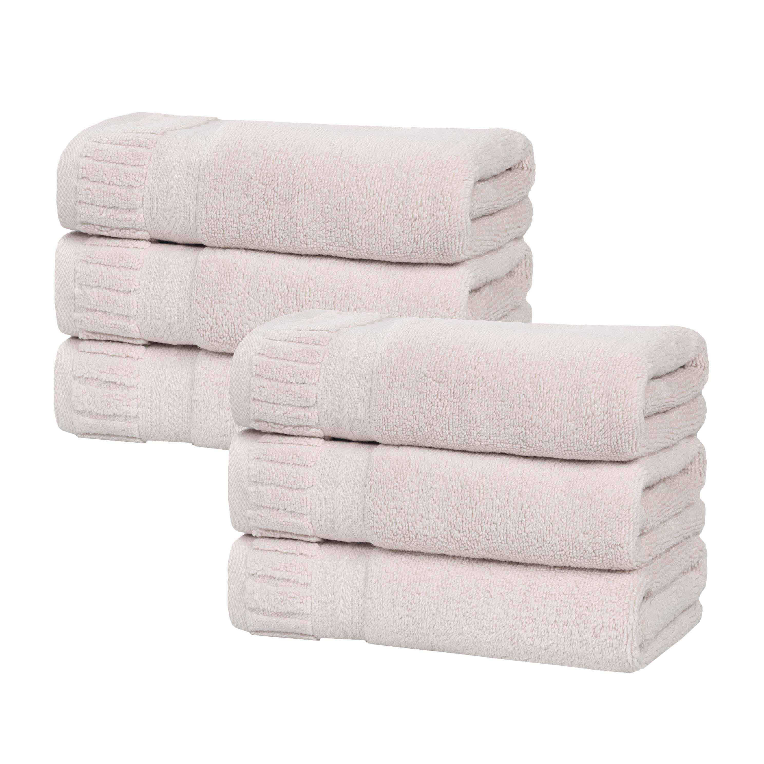Premium Venice Zero Twist Cotton Hand Towels - Medium Weight, Super Absorbent, Set of 6 - Perfect for Kitchen, Bathroom & Guest Towels