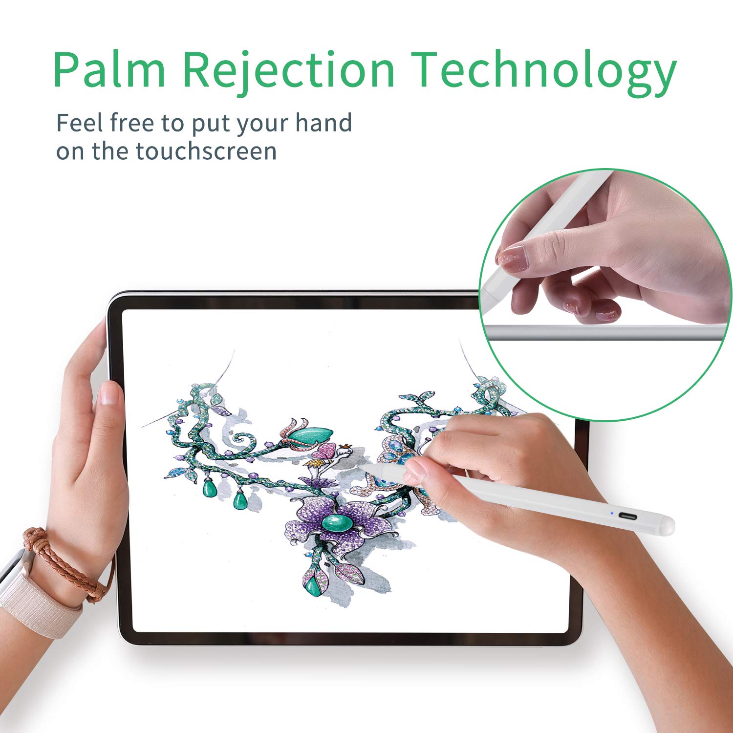 EDIVIA Stylus Pen for Apple iPad (2024) - Fast Charging & Palm Rejection Compatible with iPad Pro M4/Air M2/10th/9th/8th Gen/Mini 6th/Pro 11 & 12.9