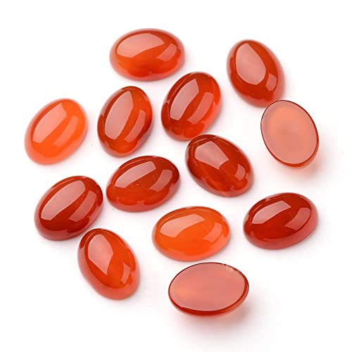 50Pcs Natural Red Agate Oval Cabochon Gemstones - 18x13x7mm Flat Back Semi-Precious Stones for Jewelry Making DIY, Pendants, Rings & Bracelets - Perfect for Crafting, Gifts & Home Decor