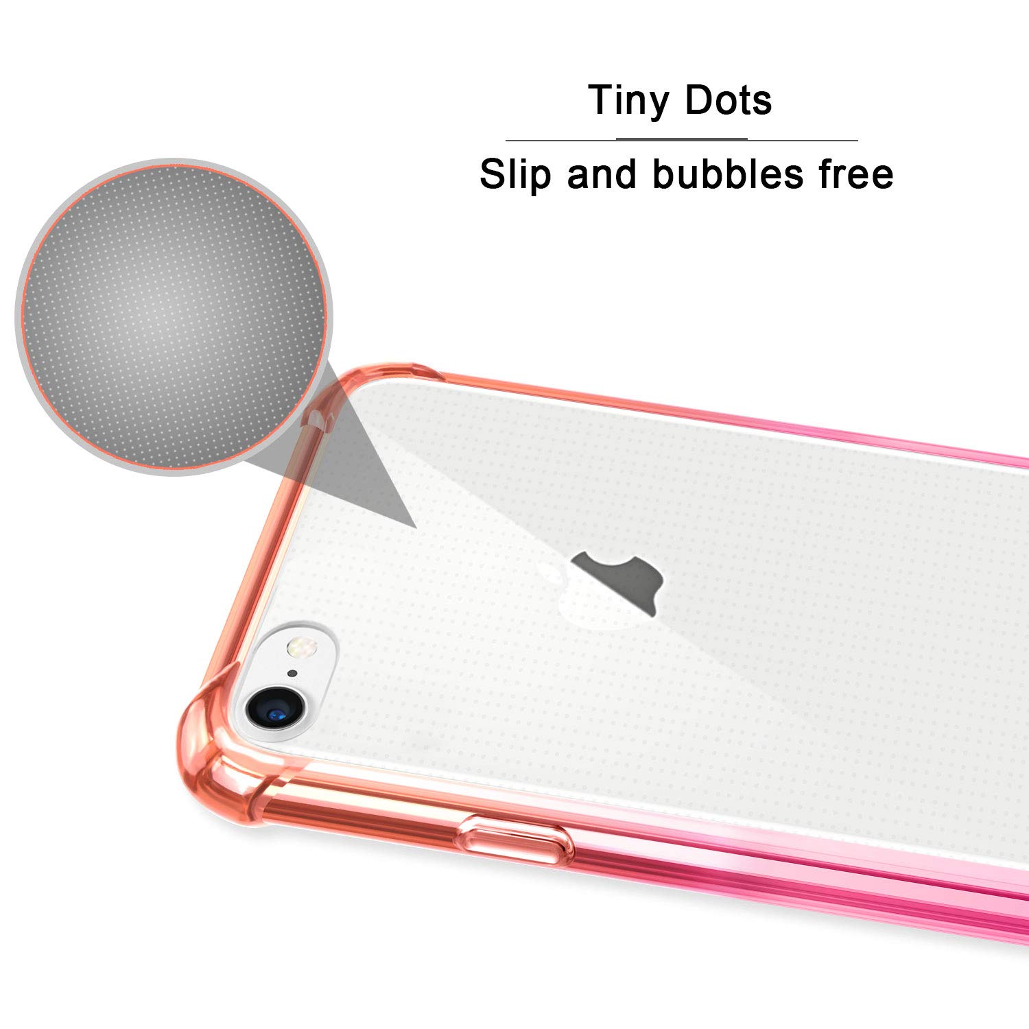 Slim Clear Shockproof iPhone SE 2020/8/7 Case - Cute Anti-Scratch TPU Bumper & Hard PC Back Cover for 4.7 Inch iPhones (Orange Pink) - Perfect for Everyday Protection & Style