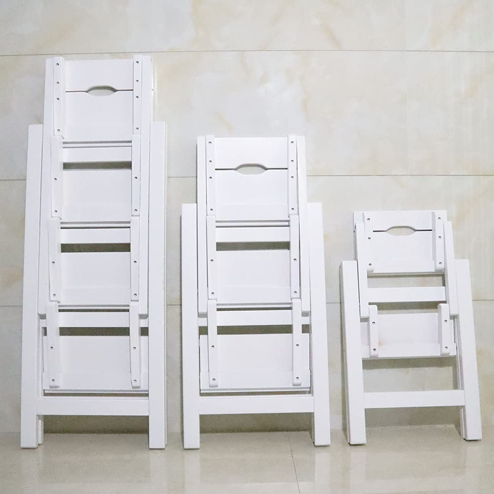 **Adjustable Wooden Folding Step Stool - 3 Height Levels for Kitchen, Bathroom & Home Use - Solid Wood Construction - Safe & Sturdy Step Ladder for Adults & Kids**