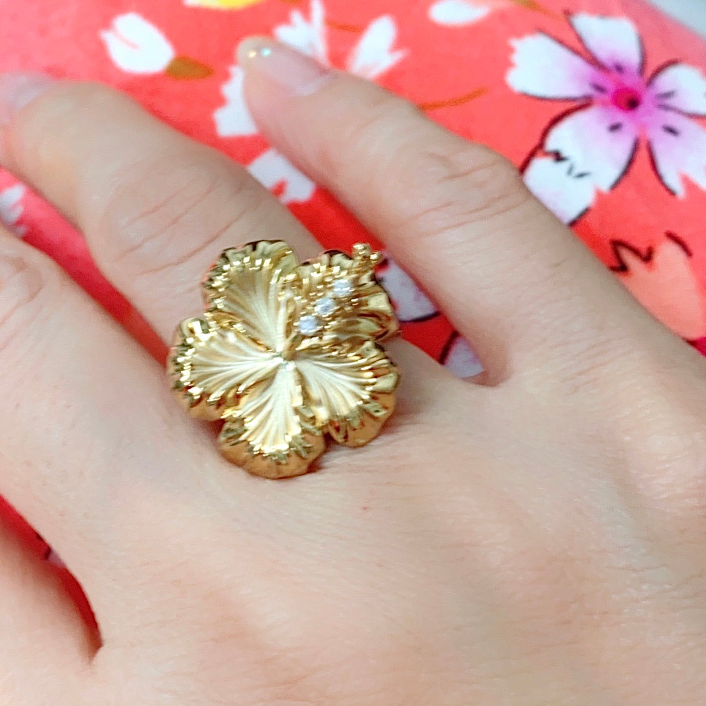 CZ Hibiscus Flower Ring for Women - Elegant Cubic Zirconia Floral Jewelry for Casual Wear, Parties & Special Occasions