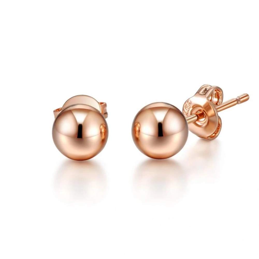 Philip Jones Rose Gold Plated Ball Stud Earrings for Women - Minimalist Elegant Jewelry Gift for Birthday, Anniversary & Everyday Wear
