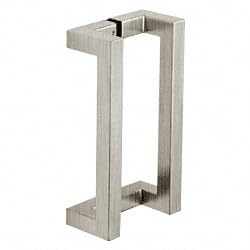 CRL Brushed Stainless Steel 12-Inch Glass Mounted Offset Square Back-to-Back Pull Handle - Perfect for Cabinet Doors, Drawers, and Shower Enclosures