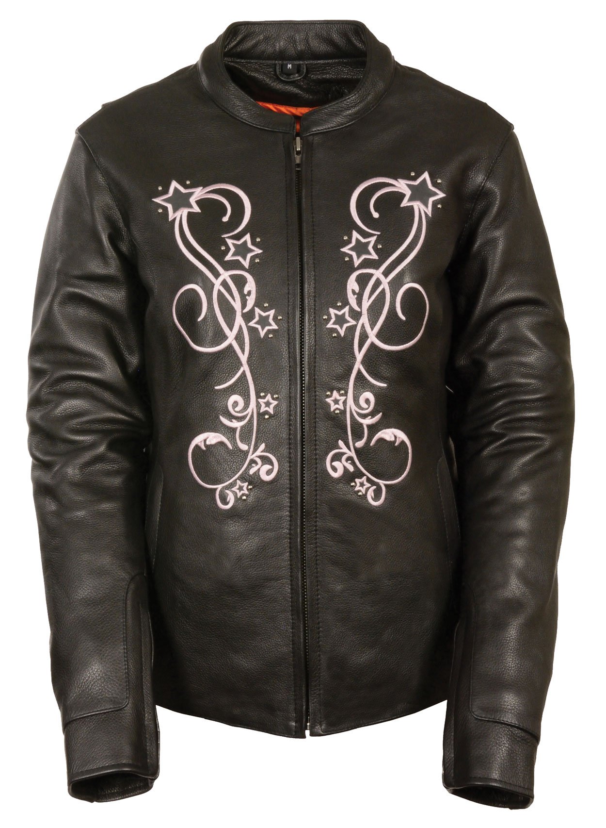 Women's Reflective Star Embroidery Leather Jacket - Stylish Biker Jacket for Night Safety | Perfect for Motorcycle Riding, Night Outfits & Fashion Statement