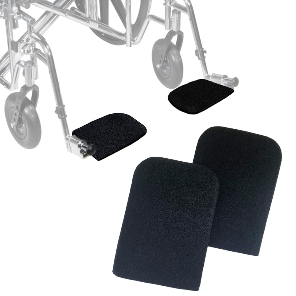 Non-Slip Wheelchair Footrest Covers for Elderly & Disabled - Soft Footplate Protector Pads with Leg Rest Cushion (1 Pair) - Ideal for Wheelchairs, Mobility Scooters & Home Care Use