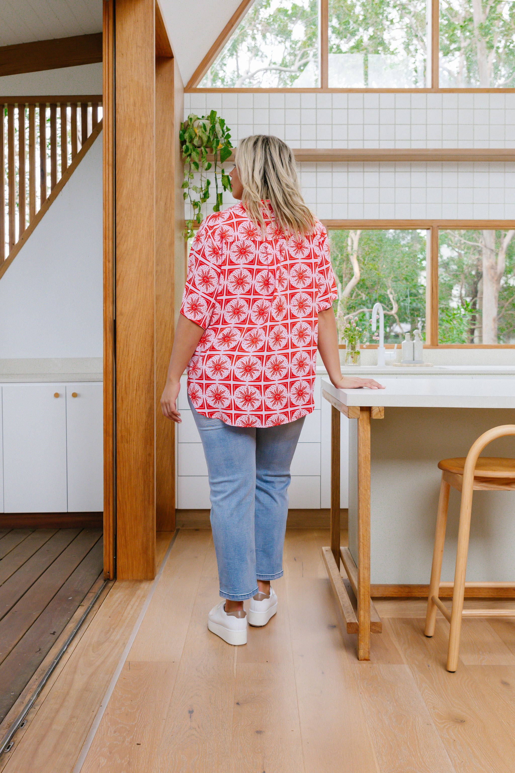 Samara Shirt in Chasing Sunlight Red | Women's Casual Button-Down Blouse | Perfect for Office Wear, Date Nights & Spring Outfits