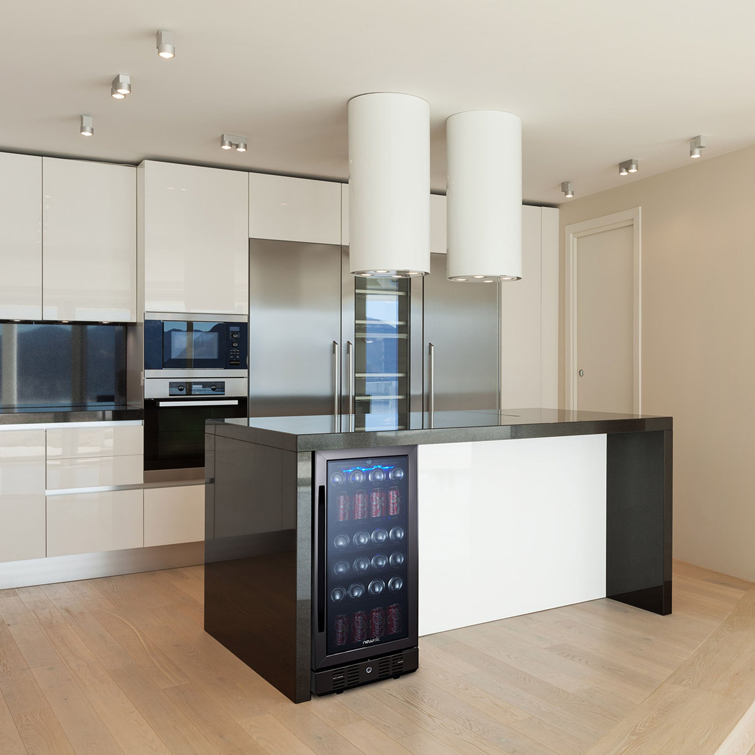 Newair® 96 Can Built-In Black Beverage Refrigerator - Perfect for Home Bars, Offices, and Entertaining Spaces