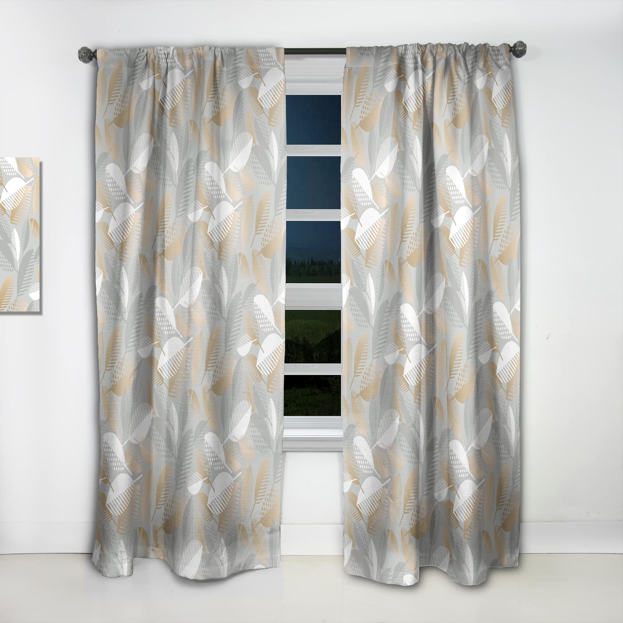 DesignQ Luxury Geometric Fall Leaves Thermal Insulated Curtains - Single Panel 52x84 - Elegant Window Treatments for Bedroom & Living Room | Perfect for Seasonal Home Decor & Temperature Control
