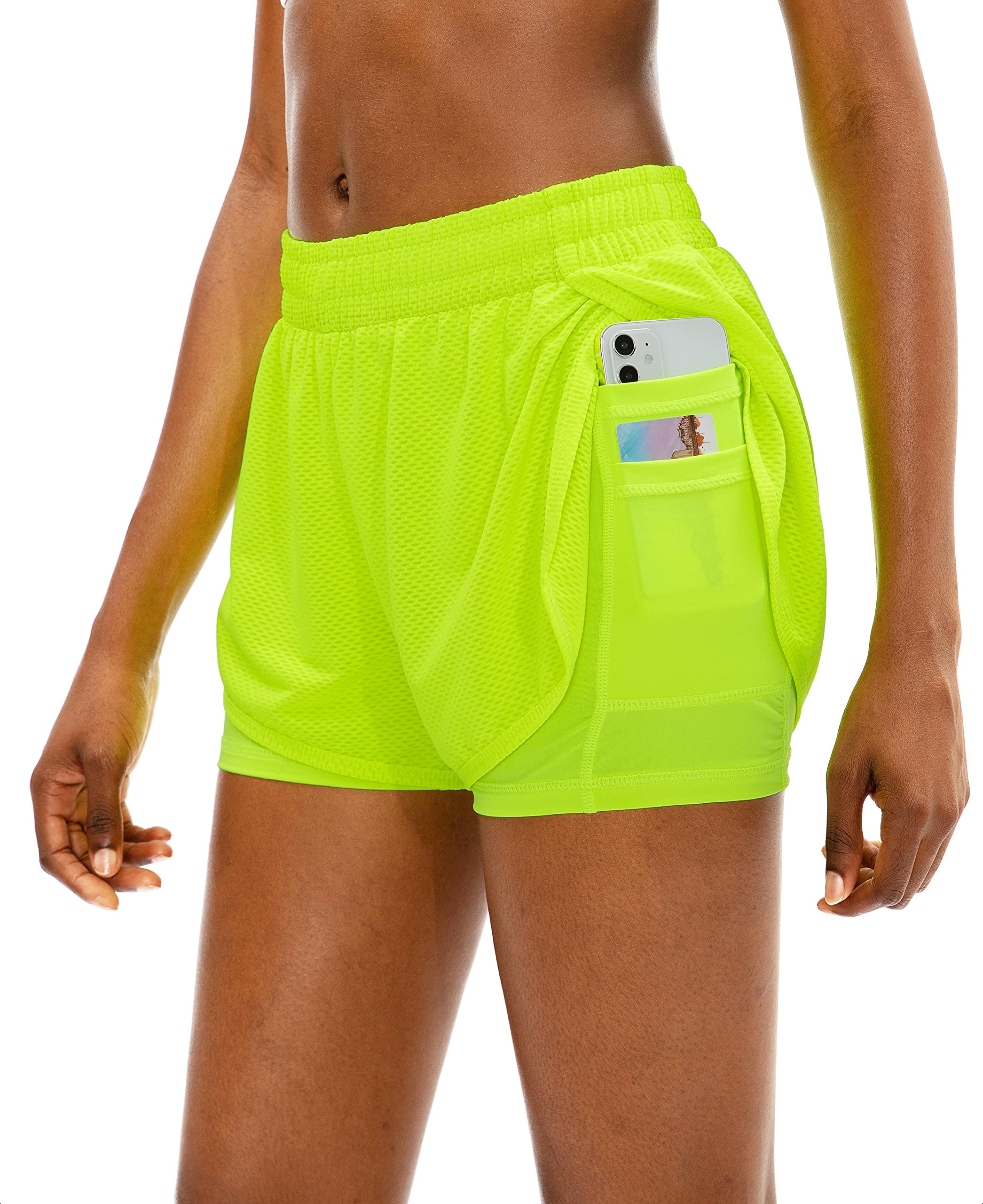 Women's 2-in-1 Running Shorts with Phone Pockets - Athletic Gym Workout Shorts for Women | Perfect for Jogging, Yoga & Fitness Training