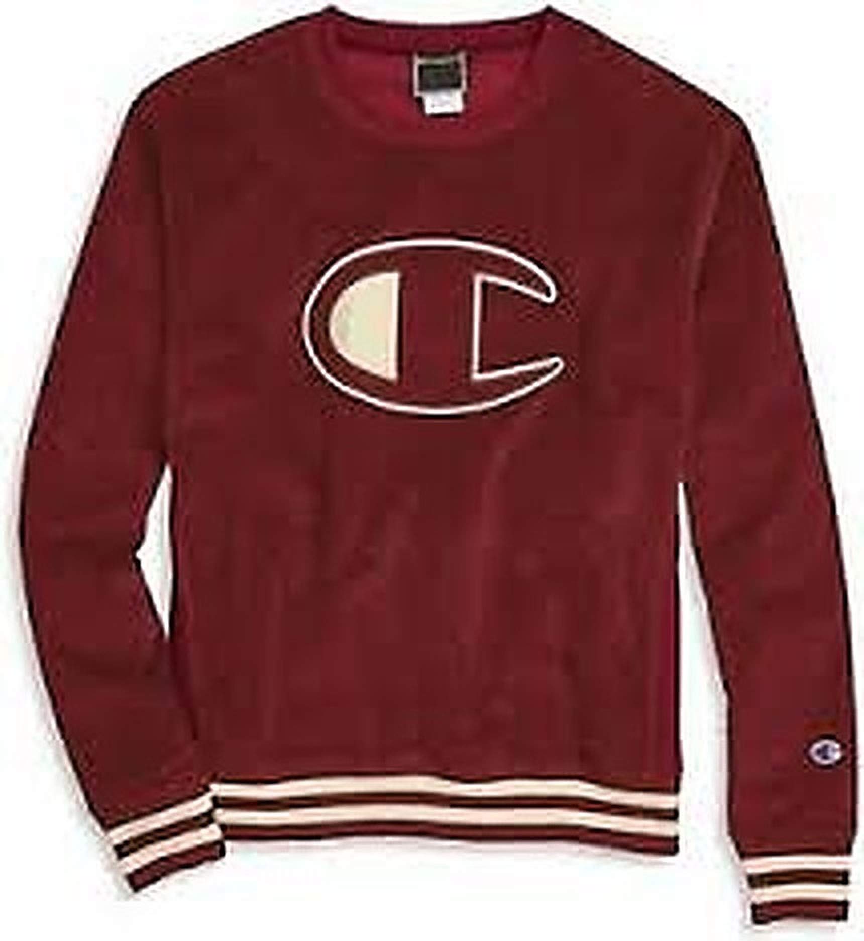 Champion Women's Corduroy Crewneck Sweatshirt - Size L, Cherry Pie Color - Cozy Fall & Winter Casual Wear for Outfits, Lounge & Street Style