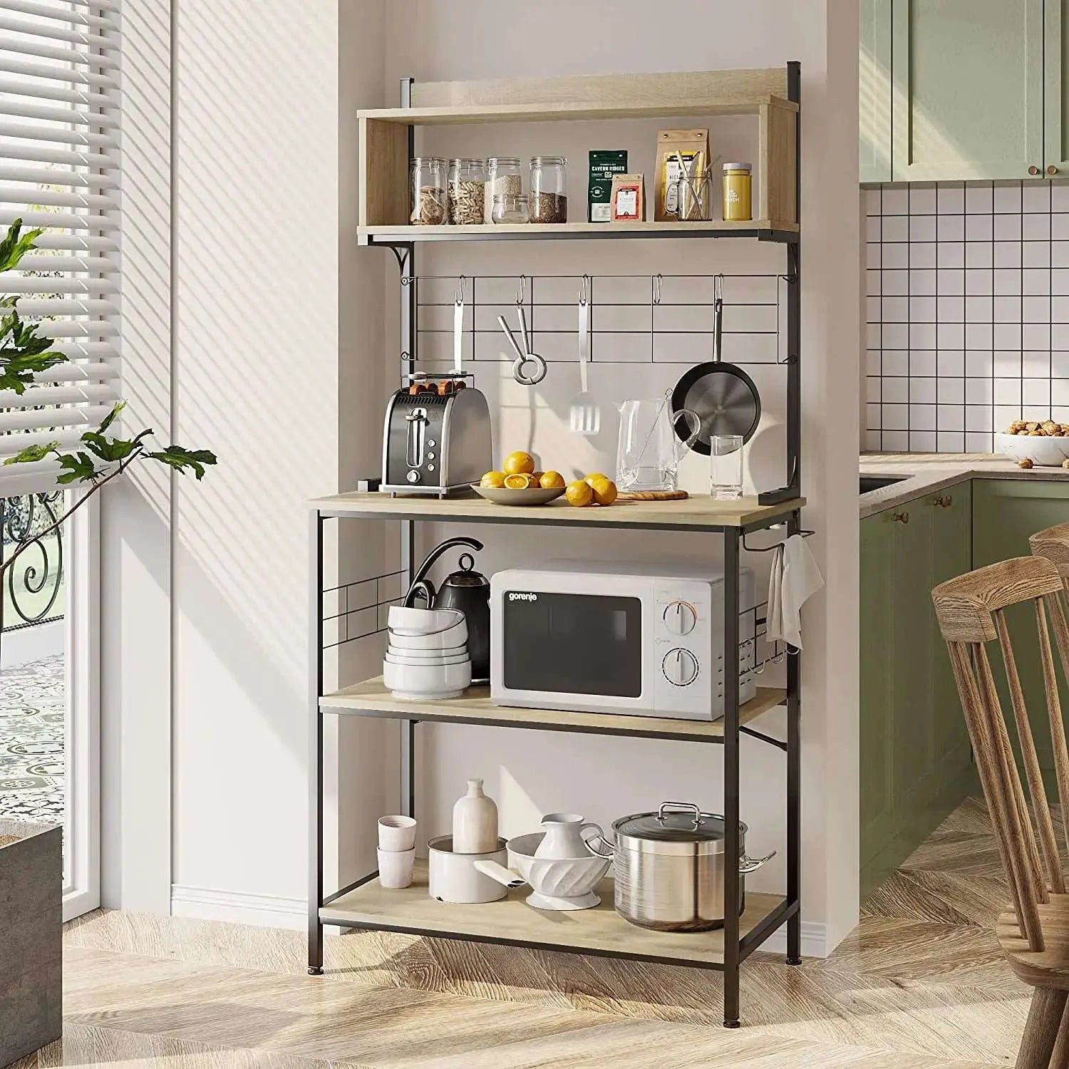 Bestier 5-Tier Microwave Stand with Storage - Space Saving Kitchen Organizer, Coffee Bar Table for Small Apartments - Perfect for Kitchen Counter, Pantry or Dorm Room Organization