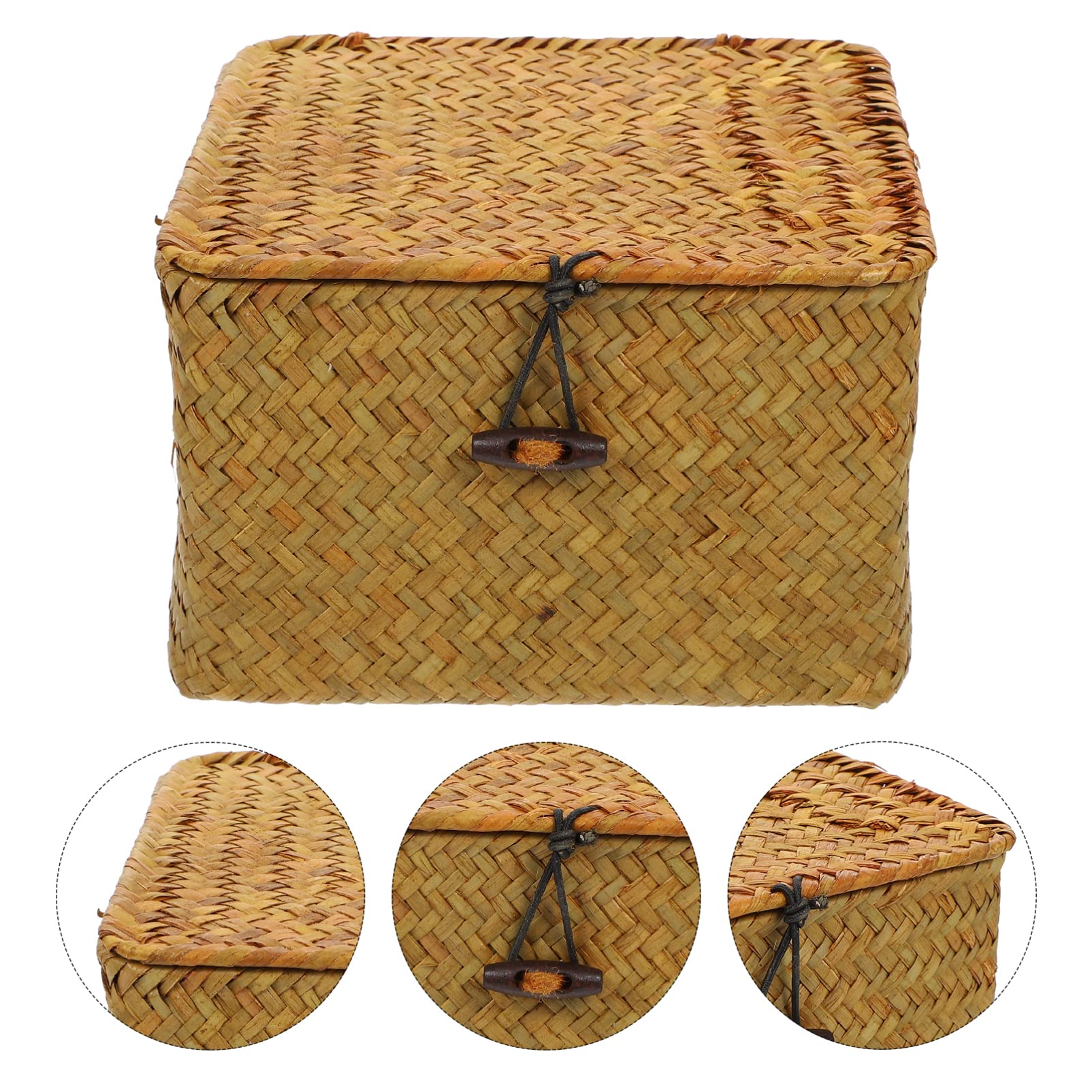 Handwoven Seagrass Storage Basket - Woven Wicker Table Basket for Bread, Toys & Home Organization | Stackable, Eco-Friendly & Child-Safe Storage Container | Perfect for Kitchen, Nursery & Living Room Decor