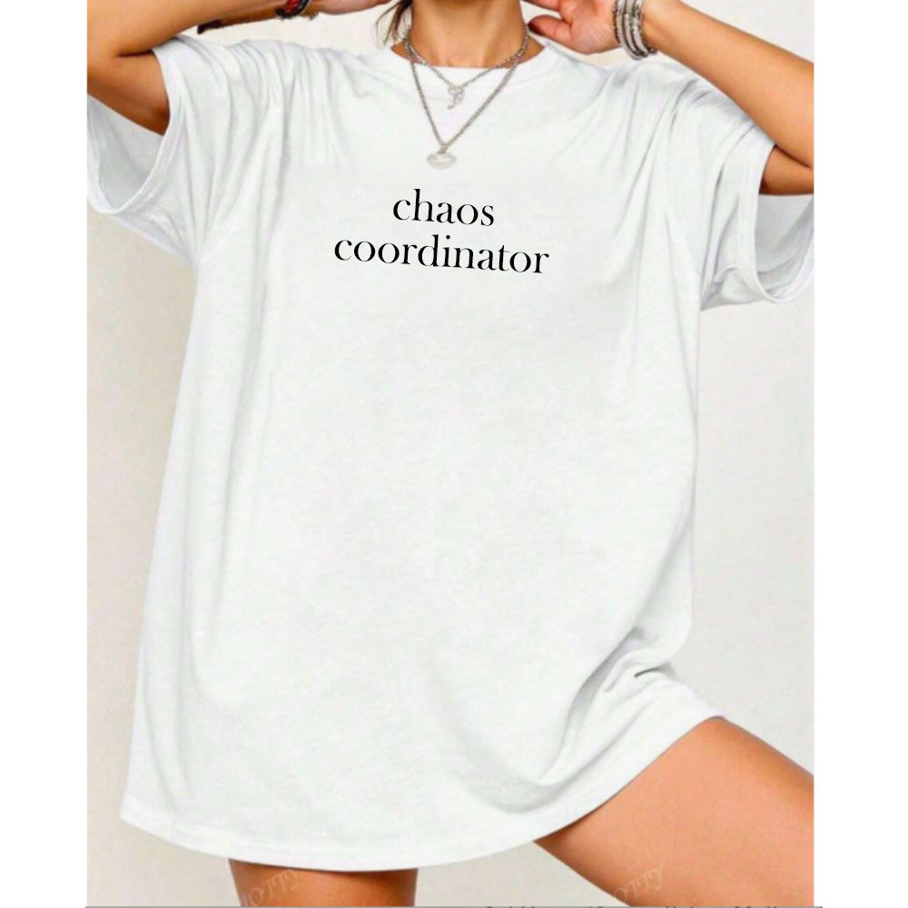Chaos Coordinator Oversized T-Shirt | Funny Sarcastic Graphic Tee for Women & Men | Perfect for Office, Parties & Casual Wear
