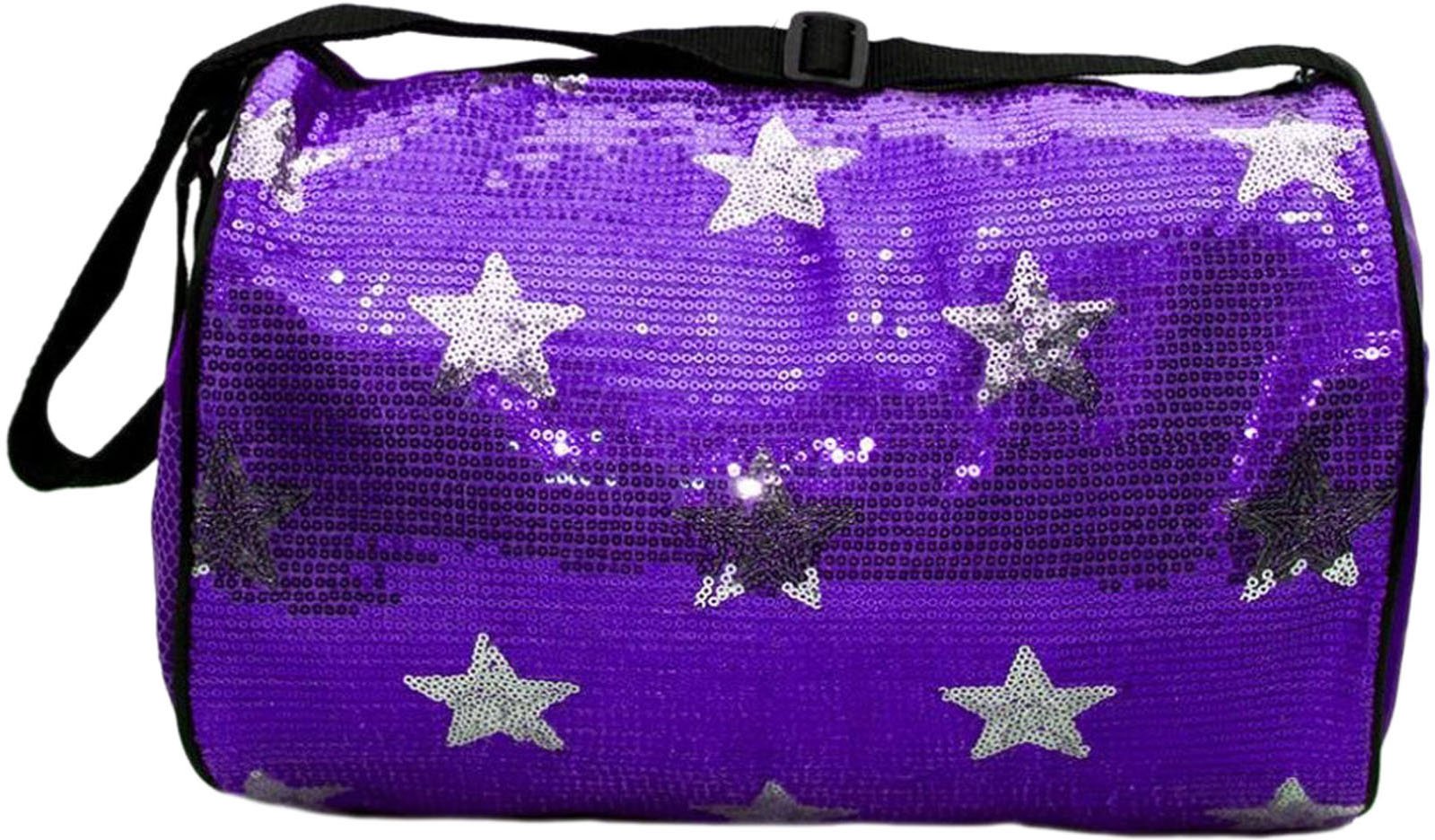 Sparkly Purple Sequin Star Duffle Bag for Girls - Perfect for Dance Class, Sleepovers & Travel | Trendy & Stylish Carryall