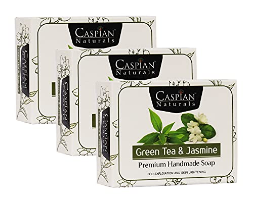 Premium Handmade Green Tea & Jasmine Soap Bar - Natural Exfoliating & Brightening Skin Care - Pack of 3 - Perfect for Daily Cleansing, Spa Day & Gift Giving