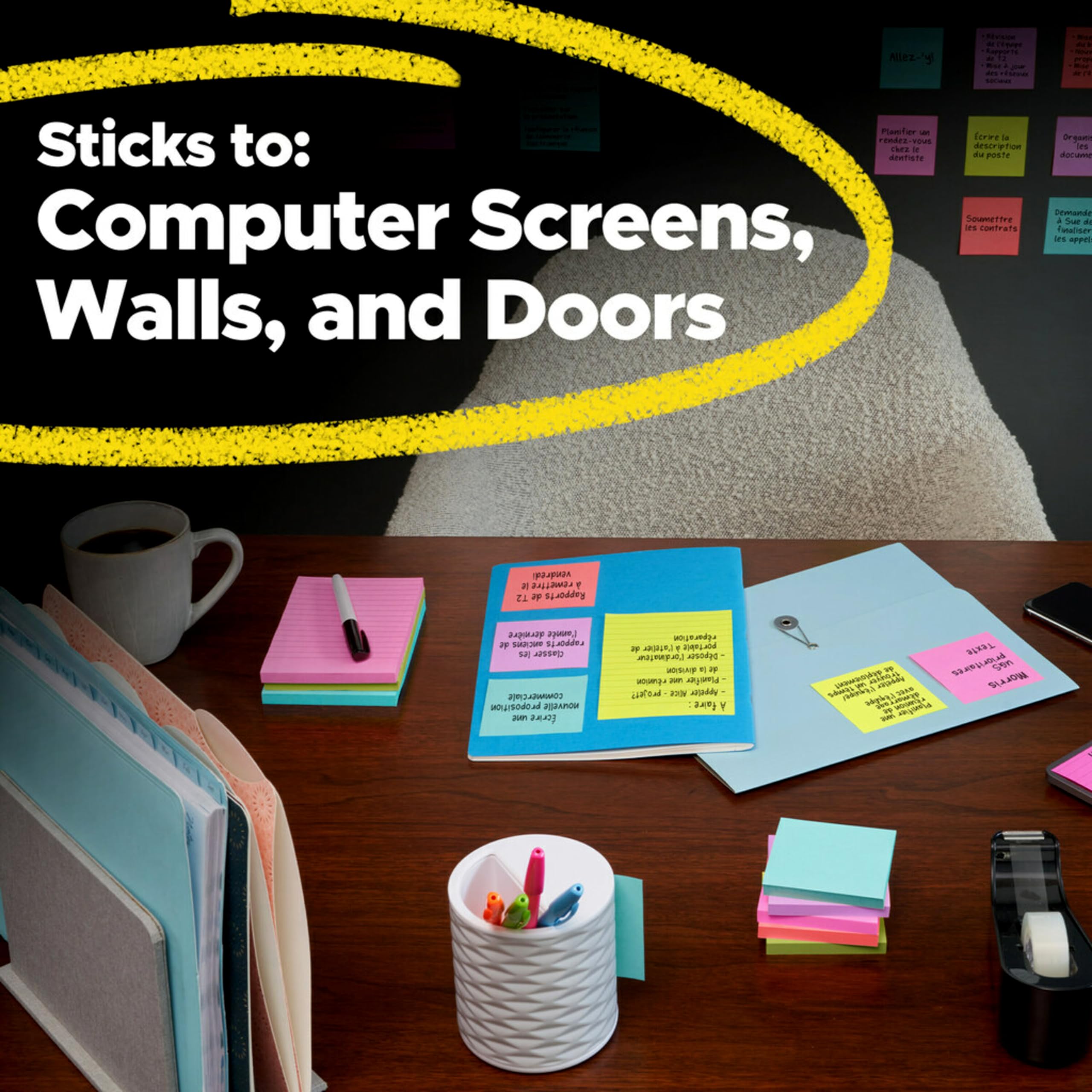 Post-it Super Sticky Notes - 10 Pads, 1.875 x 1.875 Inches, Strong Adhesive for Vertical Surfaces - Perfect for Office, School, Home & Work (Canary Yellow) | Organize Tasks on Monitors, Walls, Windows & Whiteboards