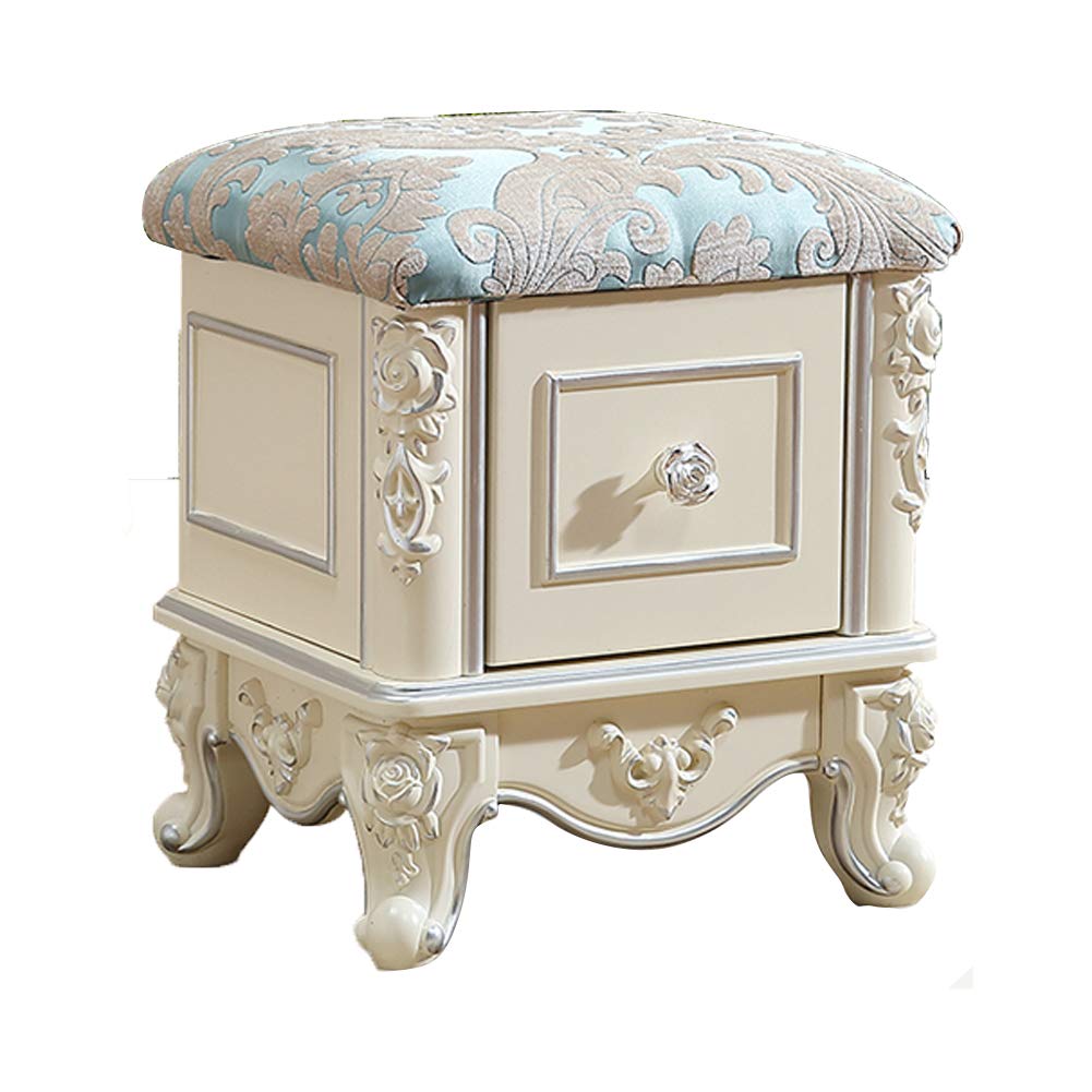 Multifunctional Vanity Bench with Storage Drawer - Shoe Bench, Makeup Stool & Coffee Table Stool - Wooden Top with Resin Legs - Perfect for Dressing Room, Living Room & Bedroom Organization - Ideal for Shoe Storage, Makeup Application & Living Room Seating