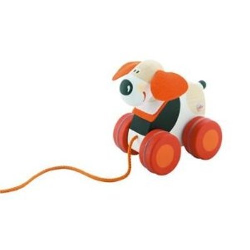Sevi Mini Pull Along Toy Dog - Classic Wooden Pull Toy for Toddlers & Kids - Fun Interactive Pet Toy for Early Childhood Development - Perfect for Playtime, Learning & Motor Skills