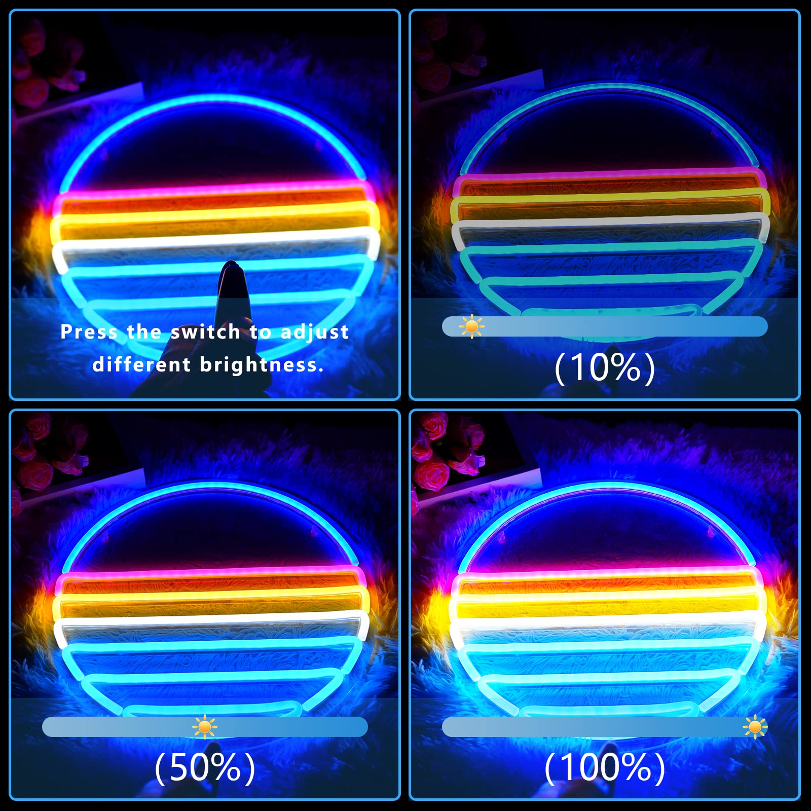 IMEGINA Dimmable Sunset Neon Sign - 12.6x12.6 Inch USB Powered LED Wall Decor for Bedroom, Man Cave, Bar & Party | Beach-Themed Novelty Lighting for Boys Room & Home Decor | Perfect for Relaxing Vibes & Nighttime Ambiance