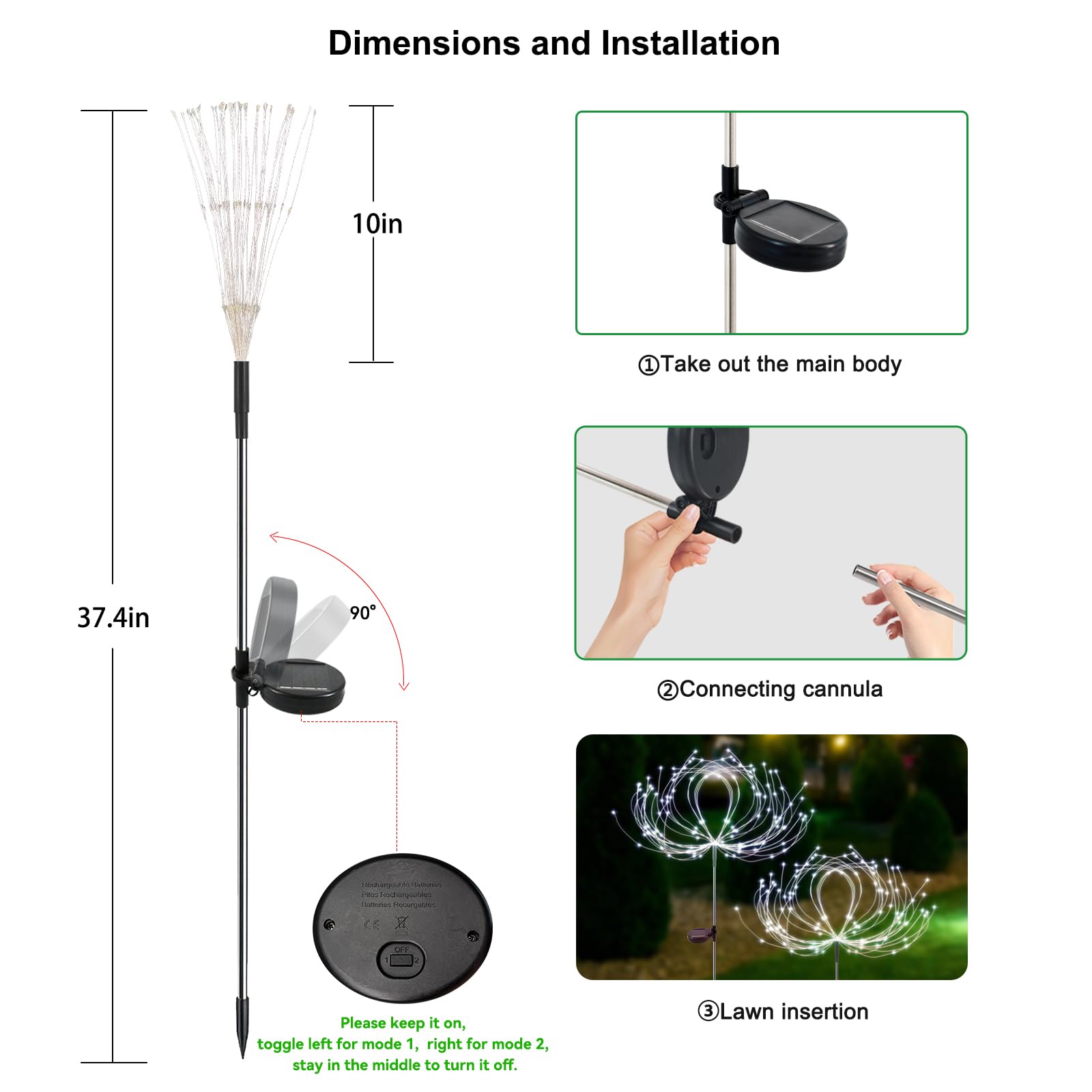 120 LED Solar Garden Lights Outdoor Waterproof - 2 Pack White Solar Firework Lights for Pathway, Flowerbed, Party & Christmas Decorations - Perfect for Backyard, Patio, Lawn and Landscape Lighting