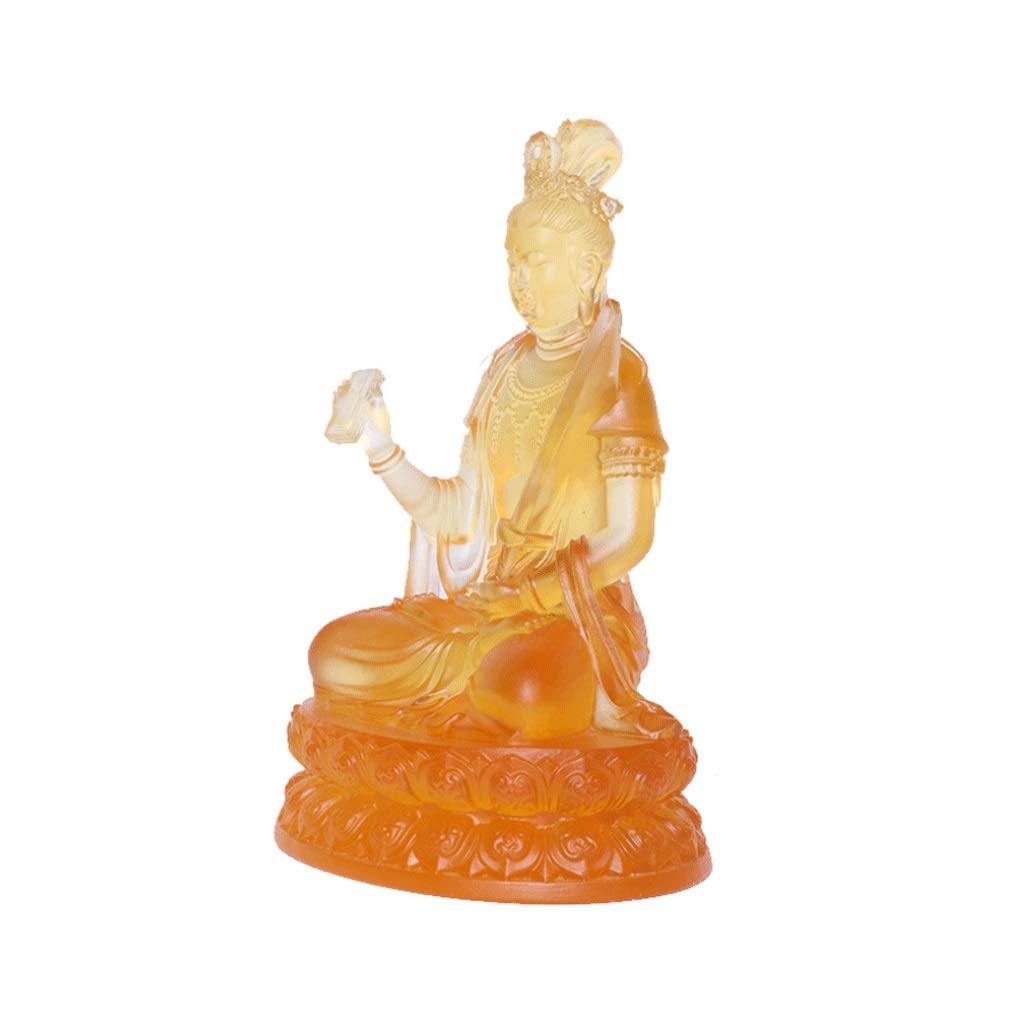 LOMJK Zen Buddha Statue - 7.9 Inch Handcrafted Glass Sculpture for Meditation, Home Decor & Spiritual Gifts - Manjusri & Samantabhadra Buddha Statue (20cm Height) - Perfect for Yoga Rooms, Office Desks & Meditation Spaces