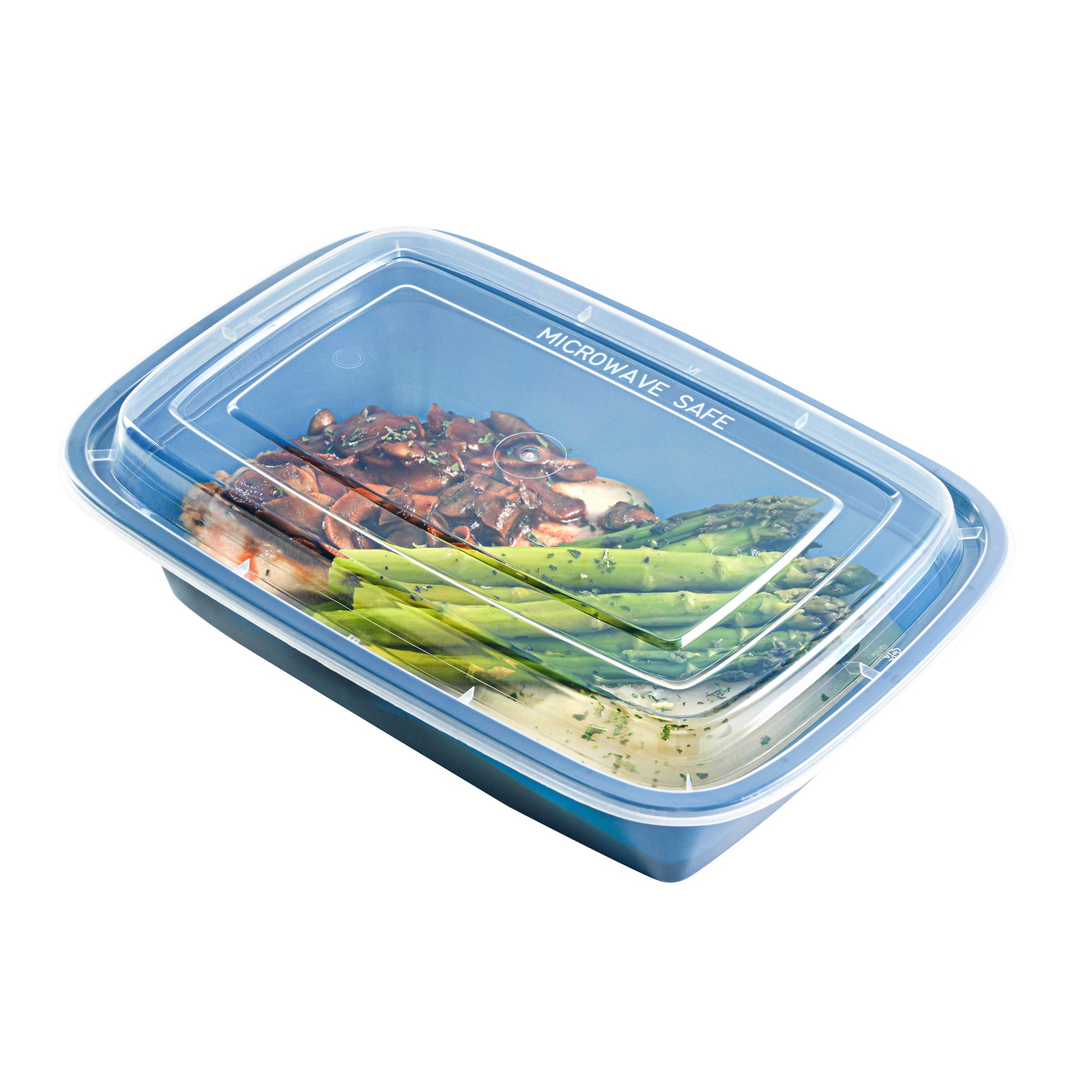 38 oz Rectangle Midnight Blue Plastic To Go Containers with Clear Lids - 100 Pack (8.75