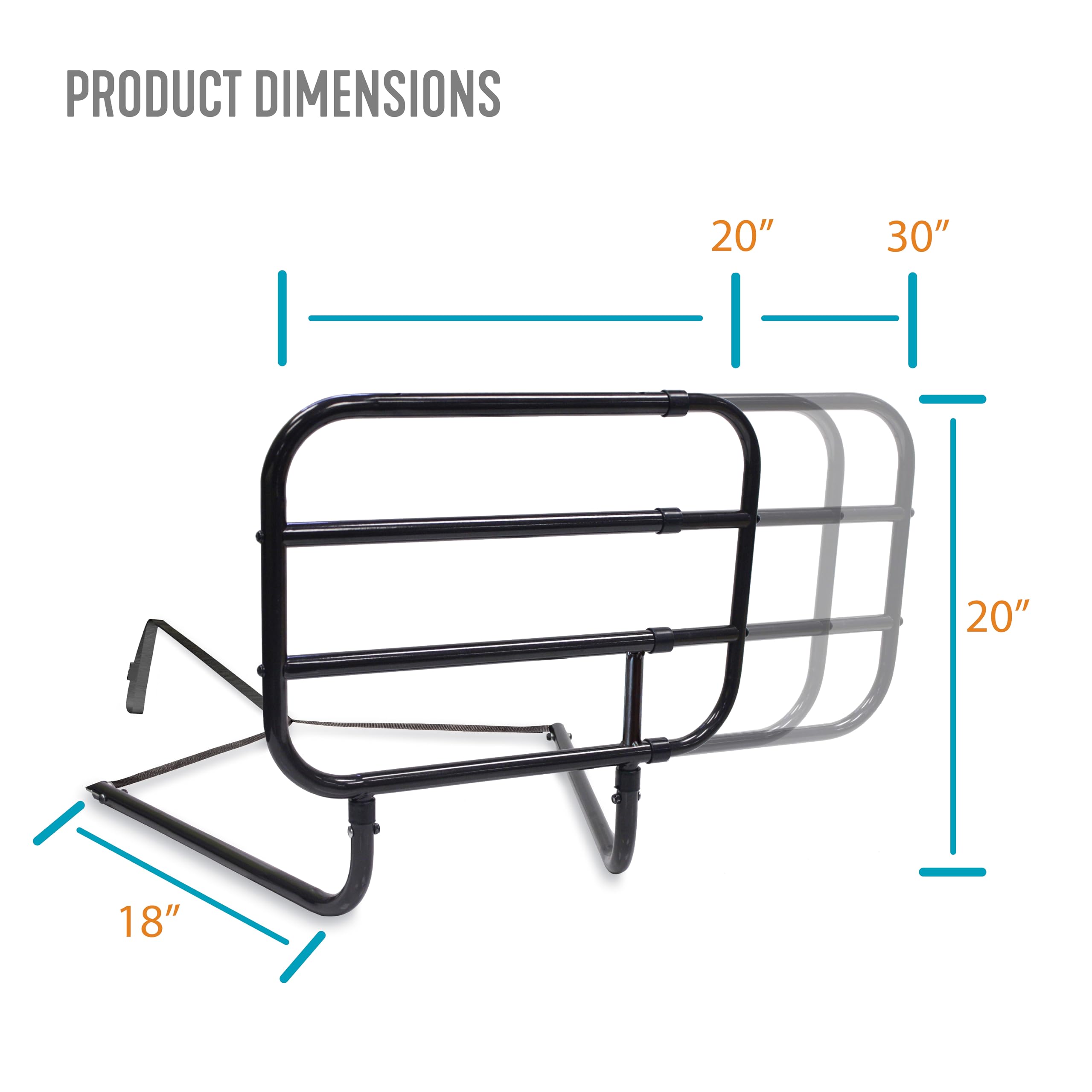 Adjustable Bed Safety Rail for Seniors - Extendable Bedside Assist Grab Bar with ASTM Certification | Elderly Bed Rail for Fall Prevention & Mobility Support | Ideal for Home Care & Hospital Use