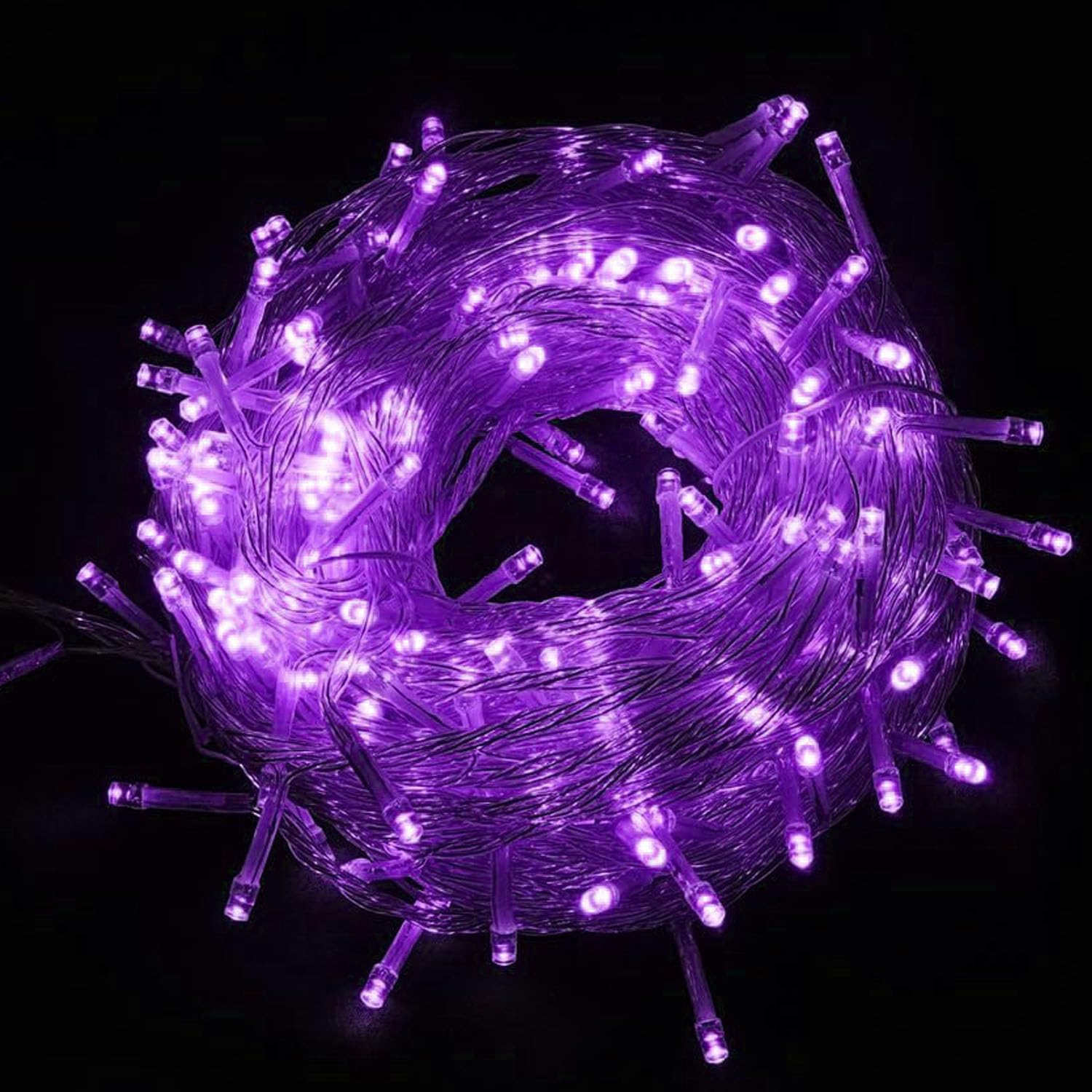 FULLBELL 100 LED Purple Christmas Lights - 33ft Connectable Indoor/Outdoor String Lights with 8 Lighting Modes, Clear Wire for Christmas Tree, Garden, Bedroom, Party & Holiday Decorations