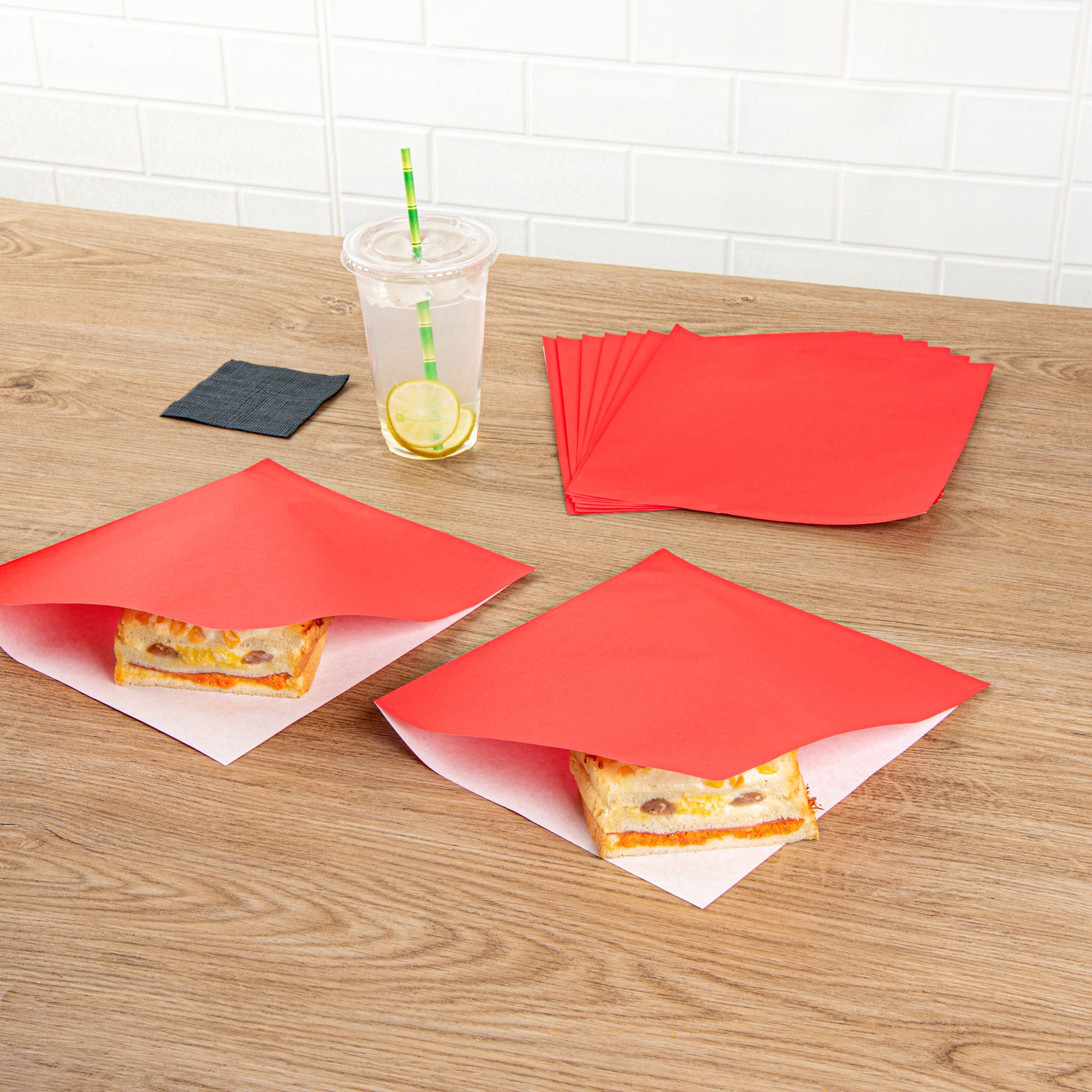 Premium Red Greaseproof Paper Bags - Large Double Open Design (10