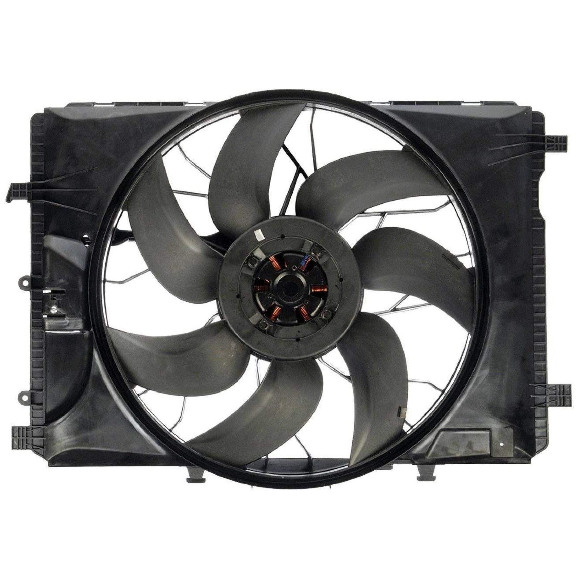 BOXI 621-373 High Performance Brushless Radiator Cooling Fan Assembly - Compatible with Mercedes-Benz W204 C250 C300 C350 C63 AMG, W212 E350 E550 E63 AMG, GLK250 GLK350, SLK250 SLK350 (Replacement for OEM 2045000293) - Perfect for Engine Cooling & Overheating Prevention